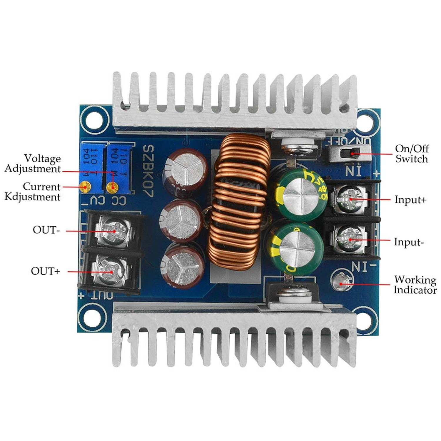 20A 300W High-Power Buck Converter Module DC 6-40V to DC 1.2-36V Adjustable C…