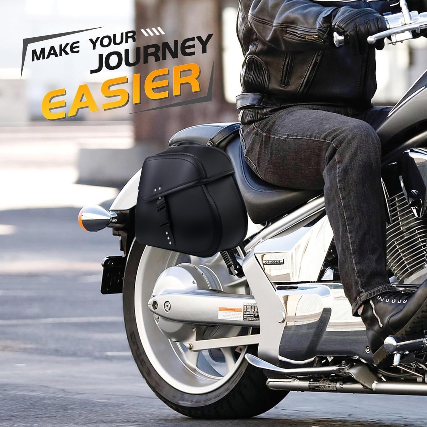 Motorcycle Saddle Bags with Buckles 16L Waterproof Motorcycle Saddlebags PU L…