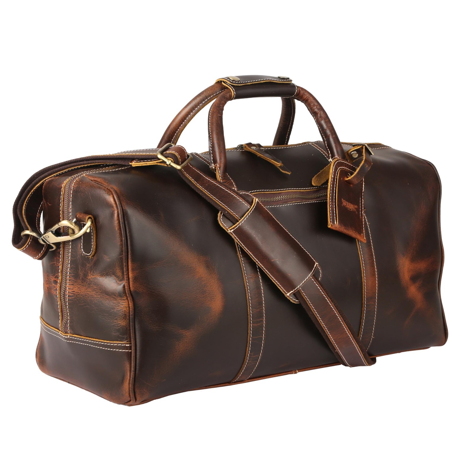 KomalC Leather Duffle Bags for Men and Women Travel Overnight Weekend sports …