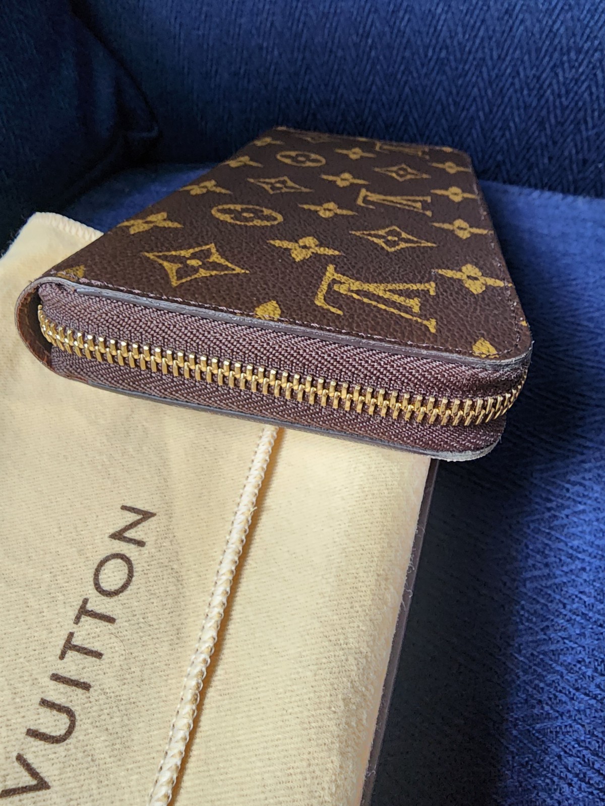 Louis Vuitton Brown Monogram Zip-Around Women’s Wallet with Box & Dust Bag