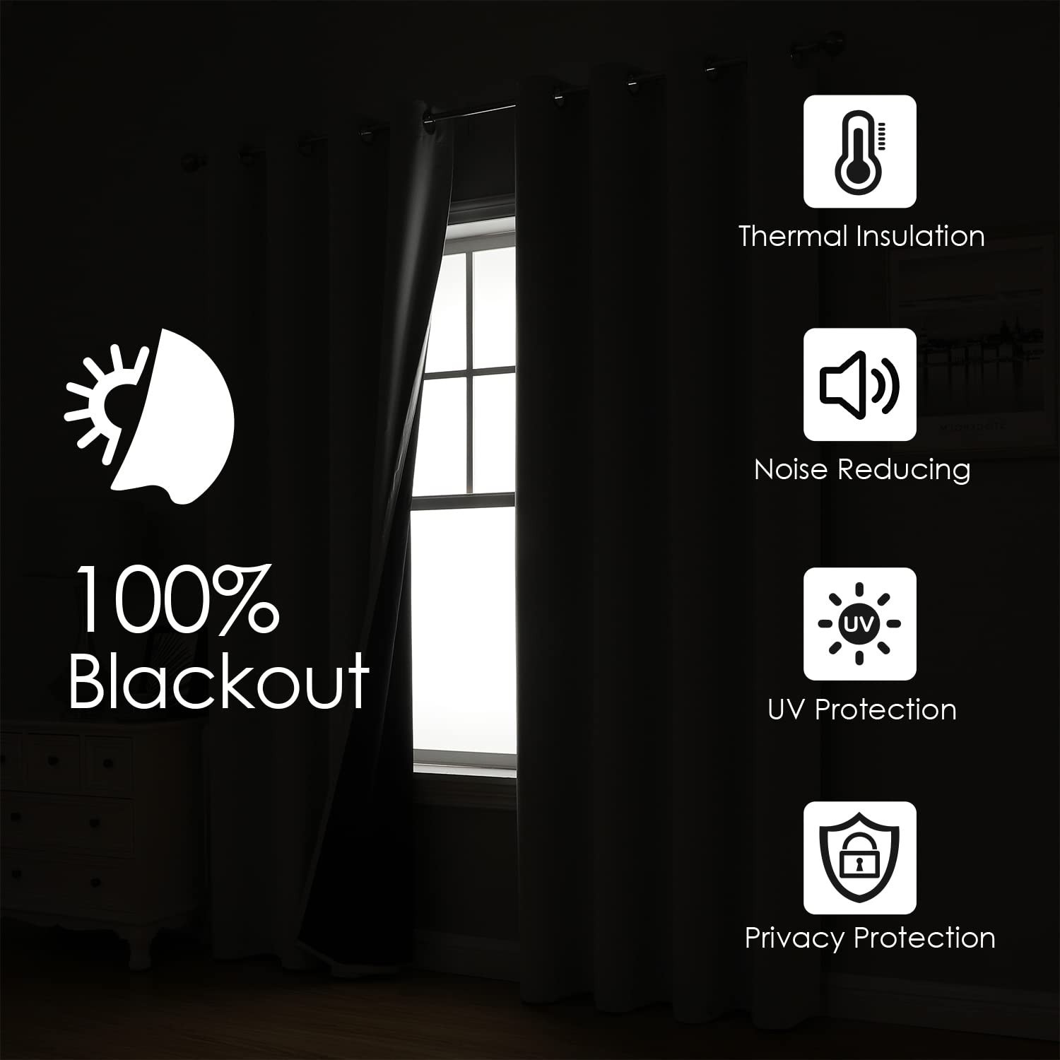 ChrisDowa 100% Blackout Curtains 78 inch Long for Bedroom with Black Liner, 2…