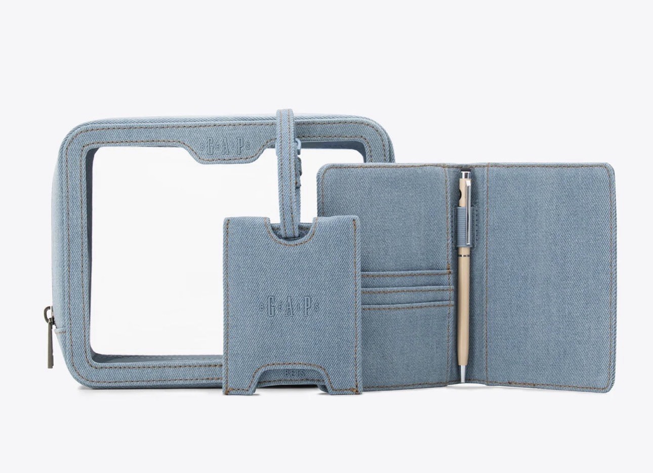 BÉIS x GAP Travel Passport and Luggage Tag Set Blue Denim GAP NWT!