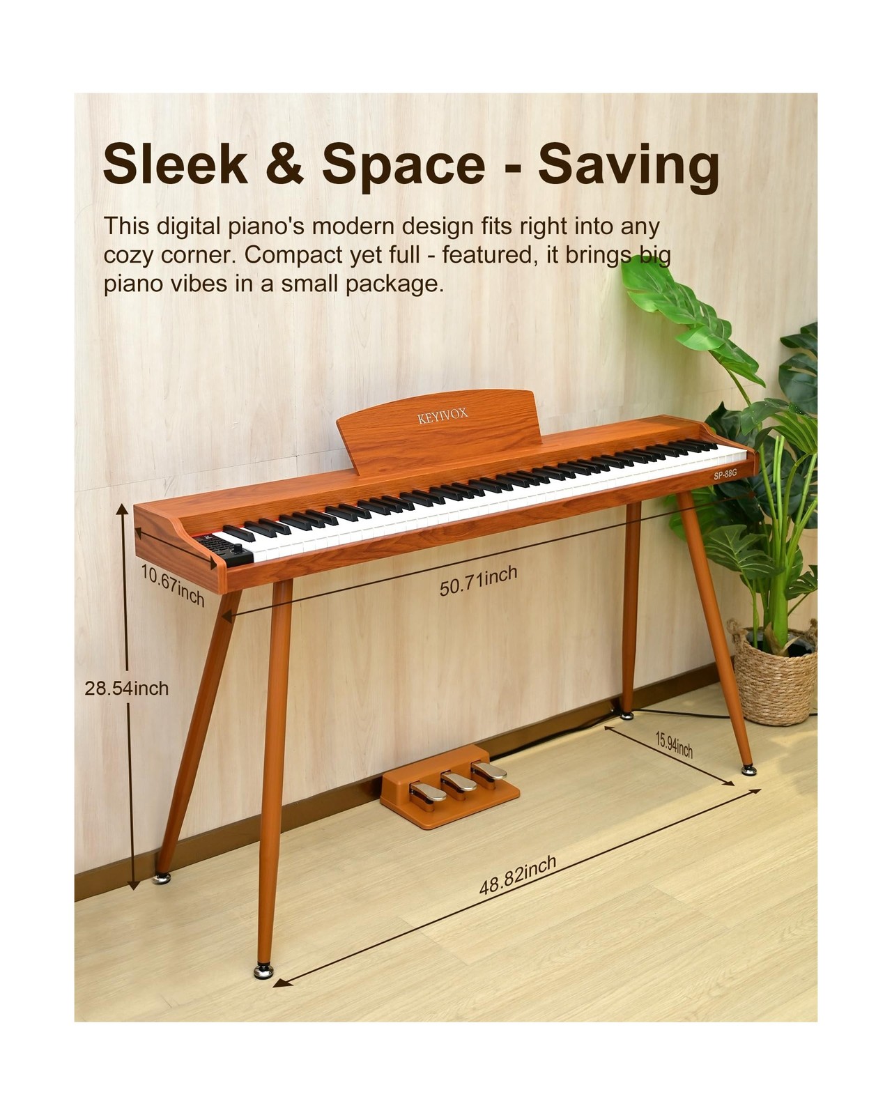 KEYIVOX 88 Key Digital Piano for Beginners, Home Electric Piano with Triple P…