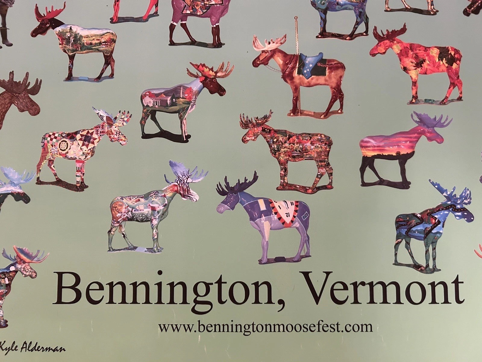 MOOSEFEST Re- Listed Bennington Vermont 2005 T Poster 20x 30 Colorful Moose