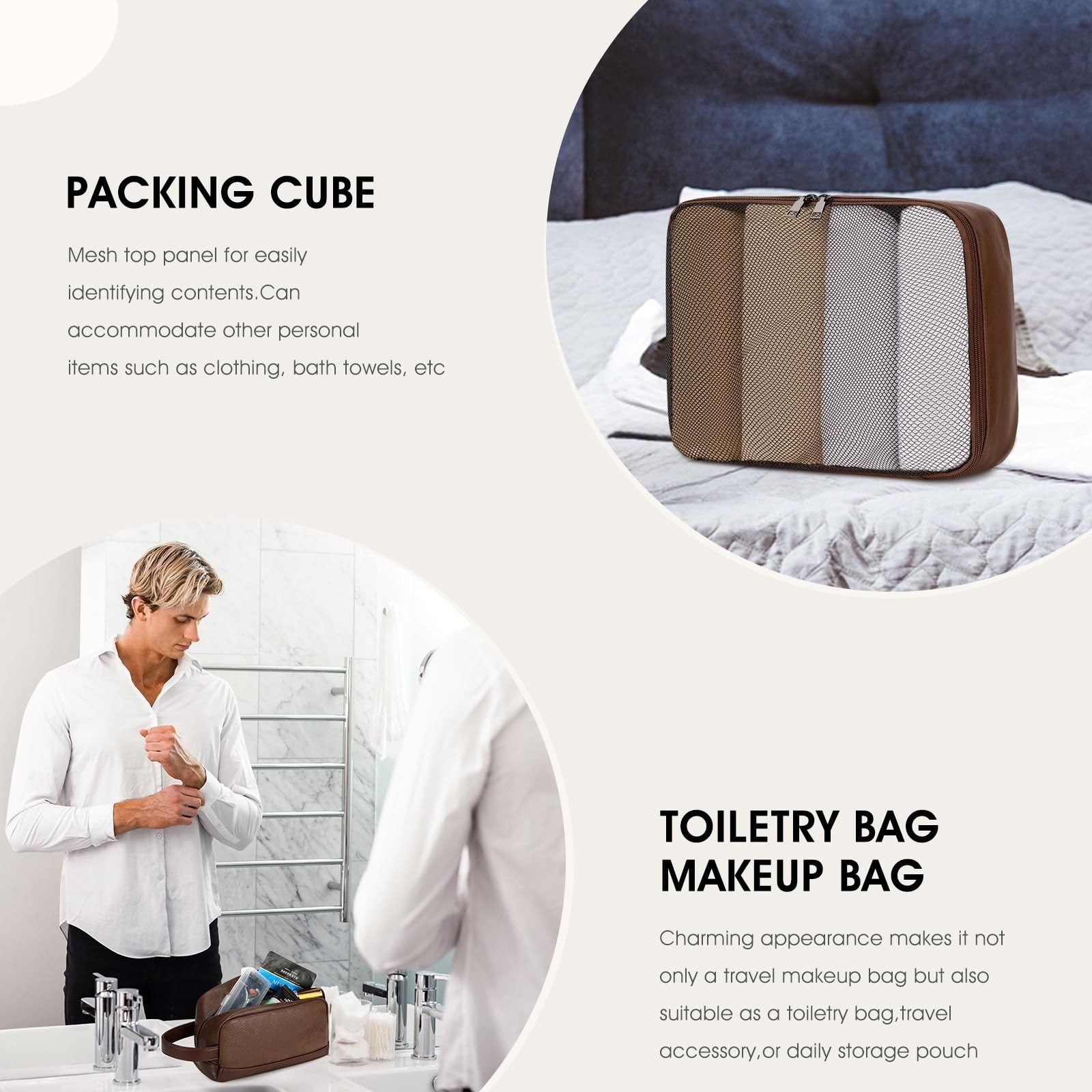 3PCS Faux Leather Weekender Bag for Women Men Travel Bag Overnight Bags | Lea…