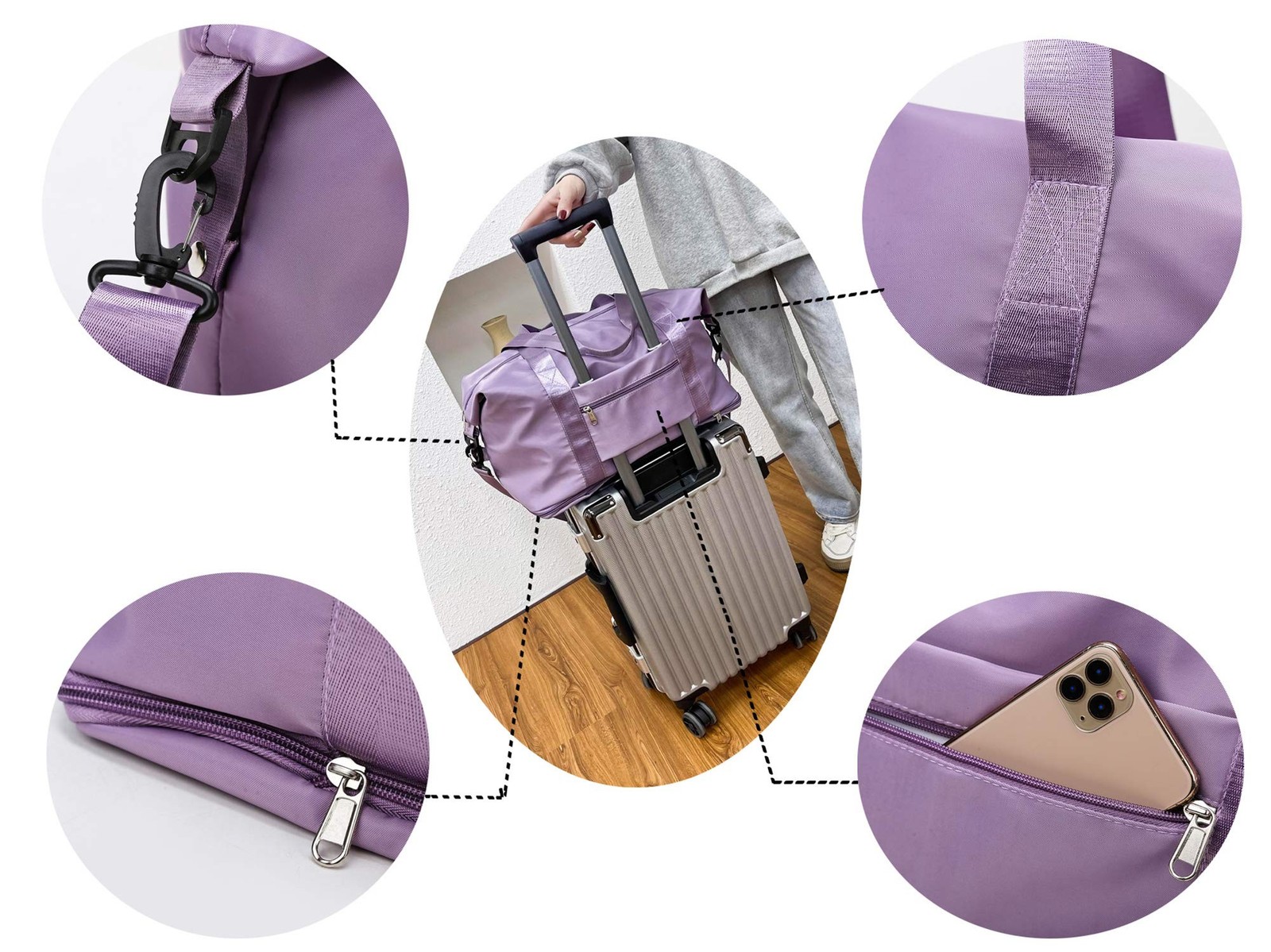 Expandable Travel Duffle Bag Weekender Carry on Overnight Bag Gym Bag for Women