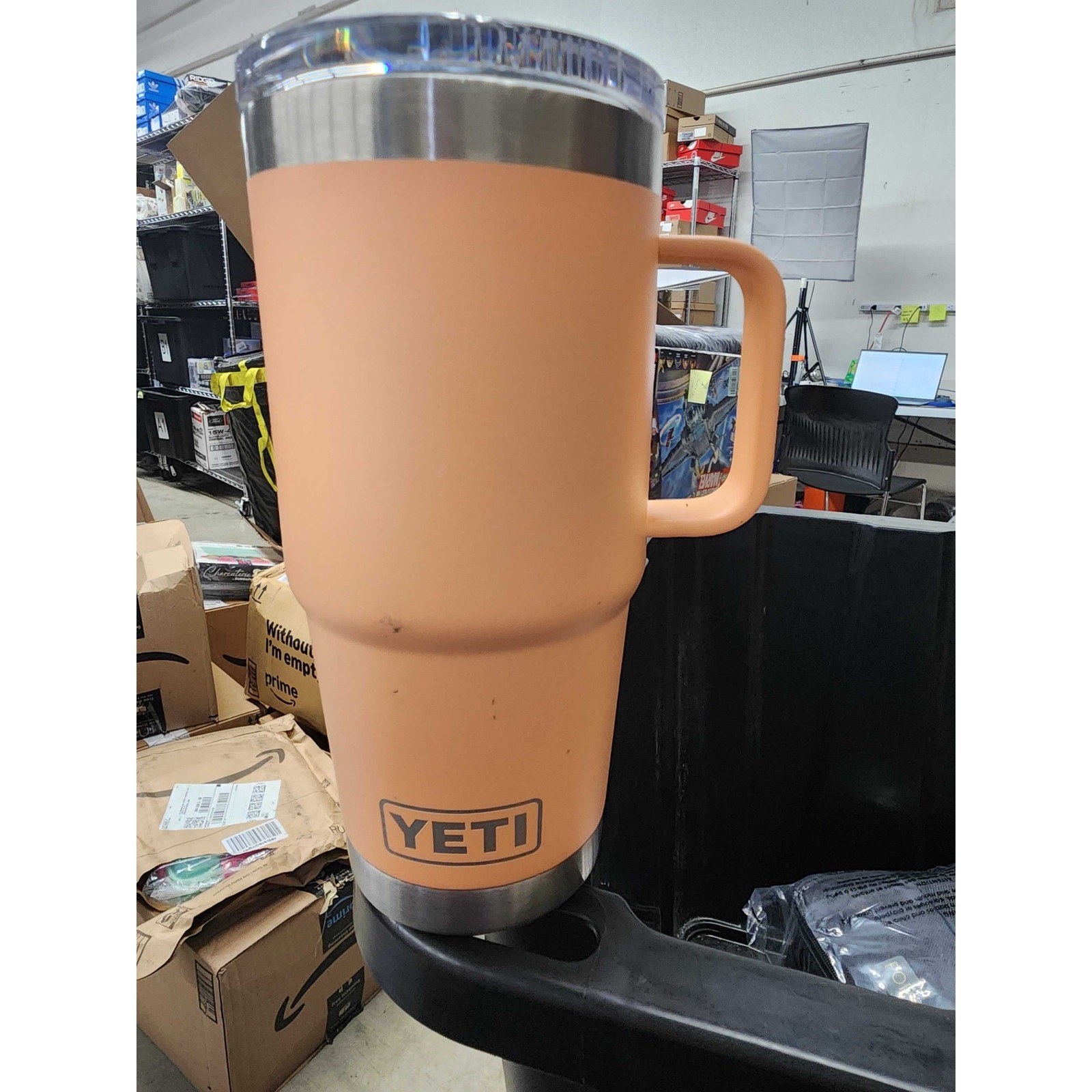 USED YETI Rambler 20 oz Travel Mug, Stainless Steel, , Lowcountry Peach
