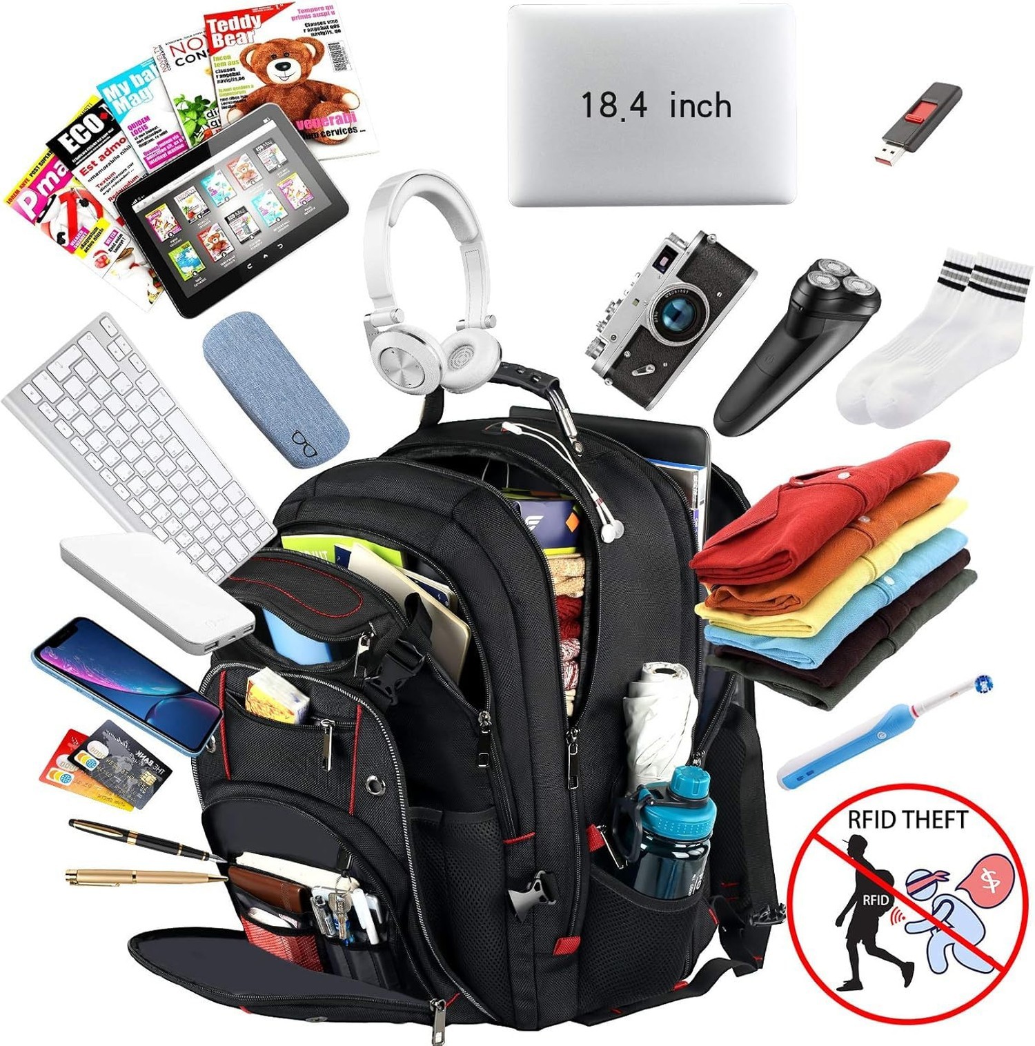 18.4 Laptop Backpack for Men, 55L Extra Large Gaming Laptops Backpack,TSA Fri…