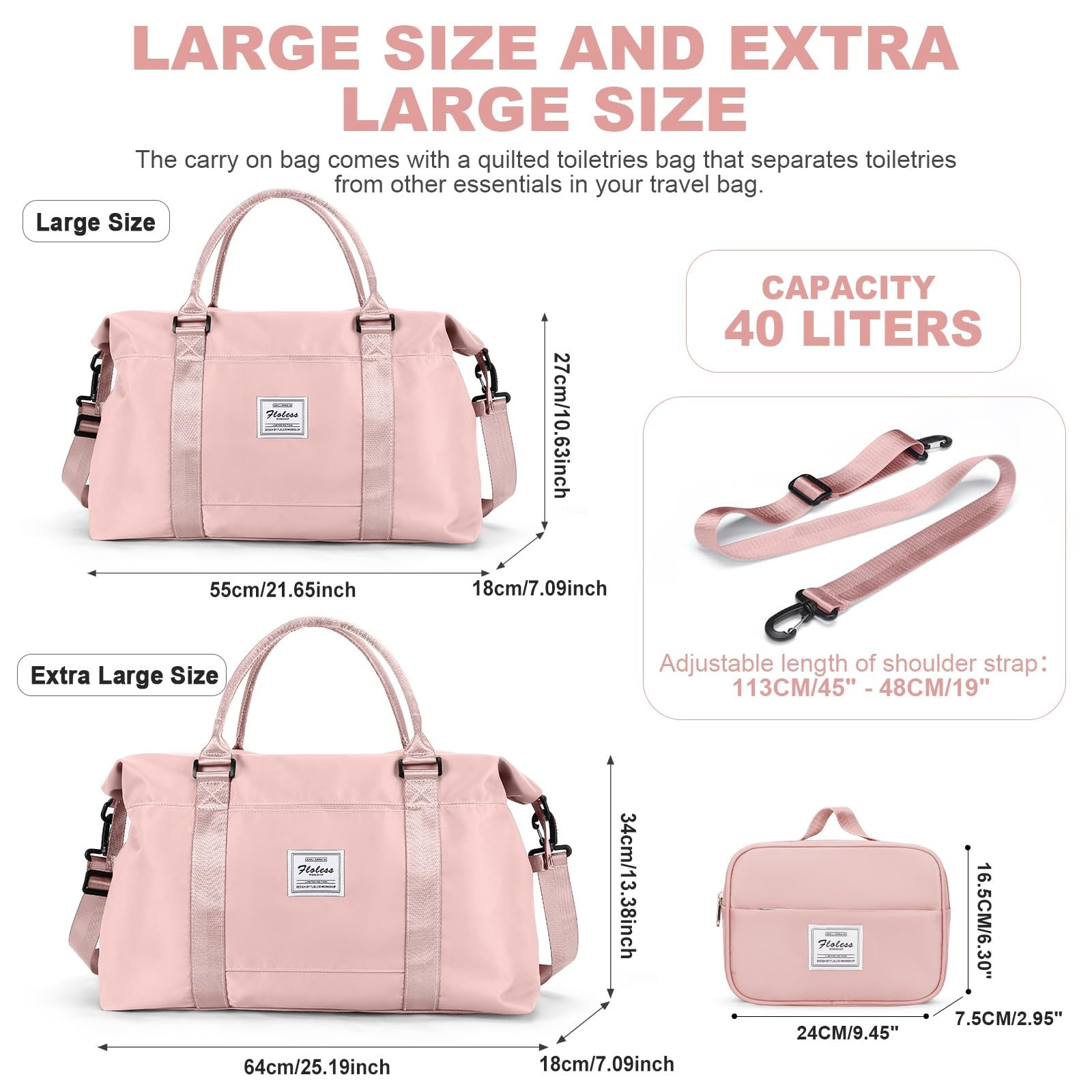 Travel Duffel Bag with Toiletry Bag,Weekender Overnight Carry-on Bag for Wome…