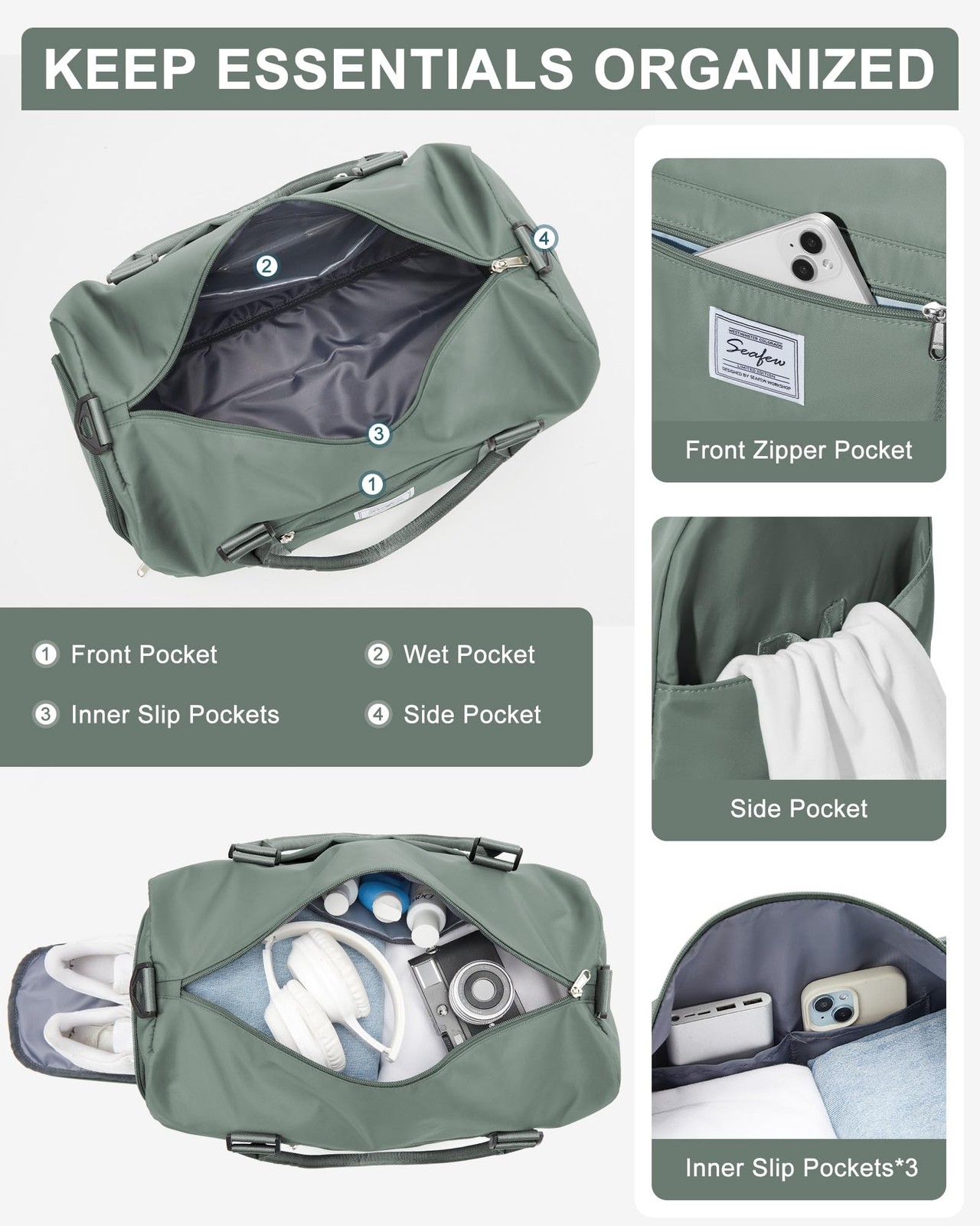 Gym Bag Womens,Travel Duffel Carry on Bag Sport Tote Bag Weekend Overnight Bag