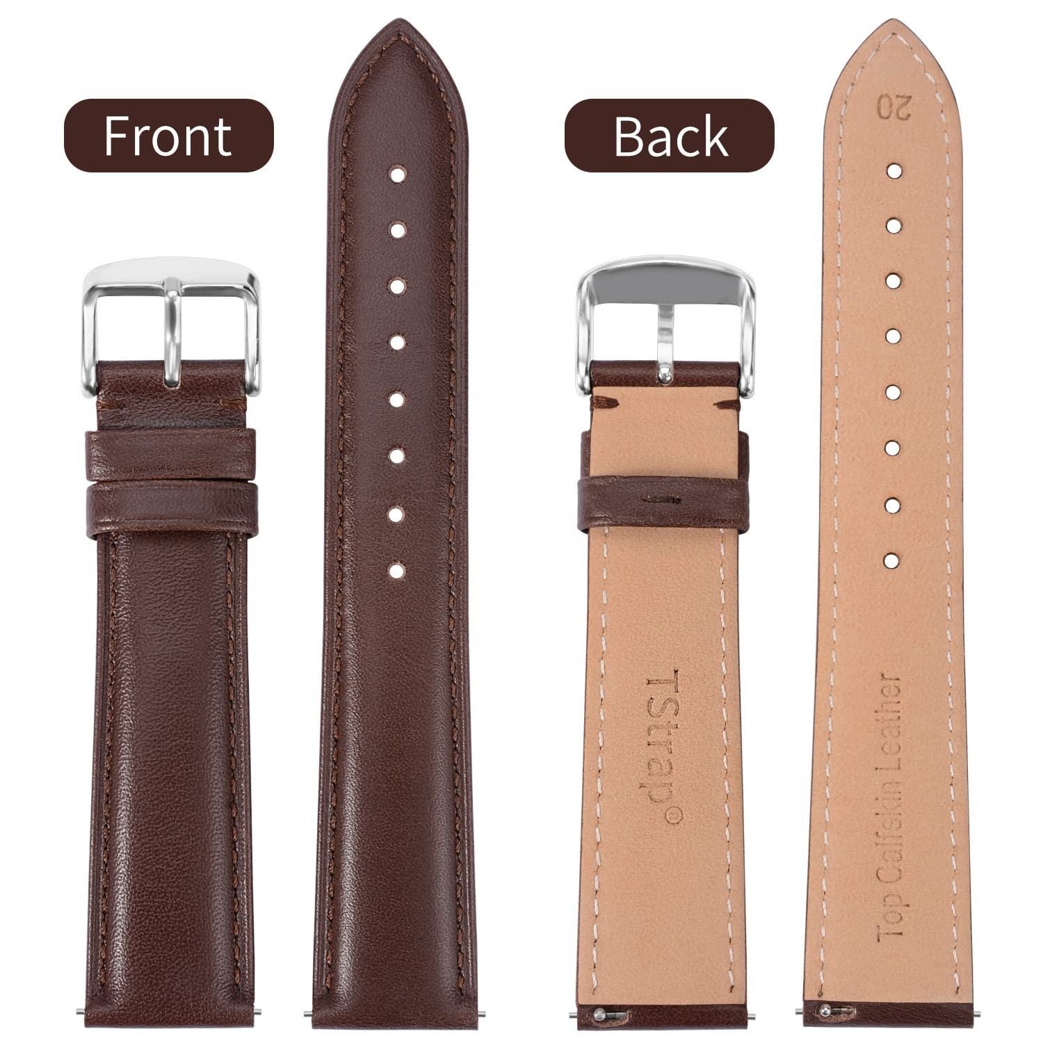 TStrap Leather Watch Band Men – Brown Quick Release Watch Strap for Women Rep…