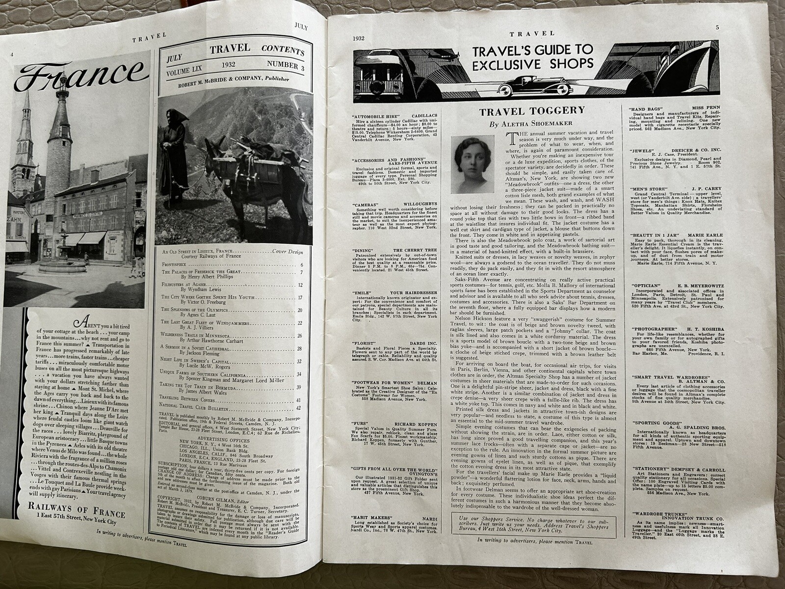 1932 July TRAVEL MAGAZINE Trails In Minnesota Soviet Cathedral Goethe Windjammer