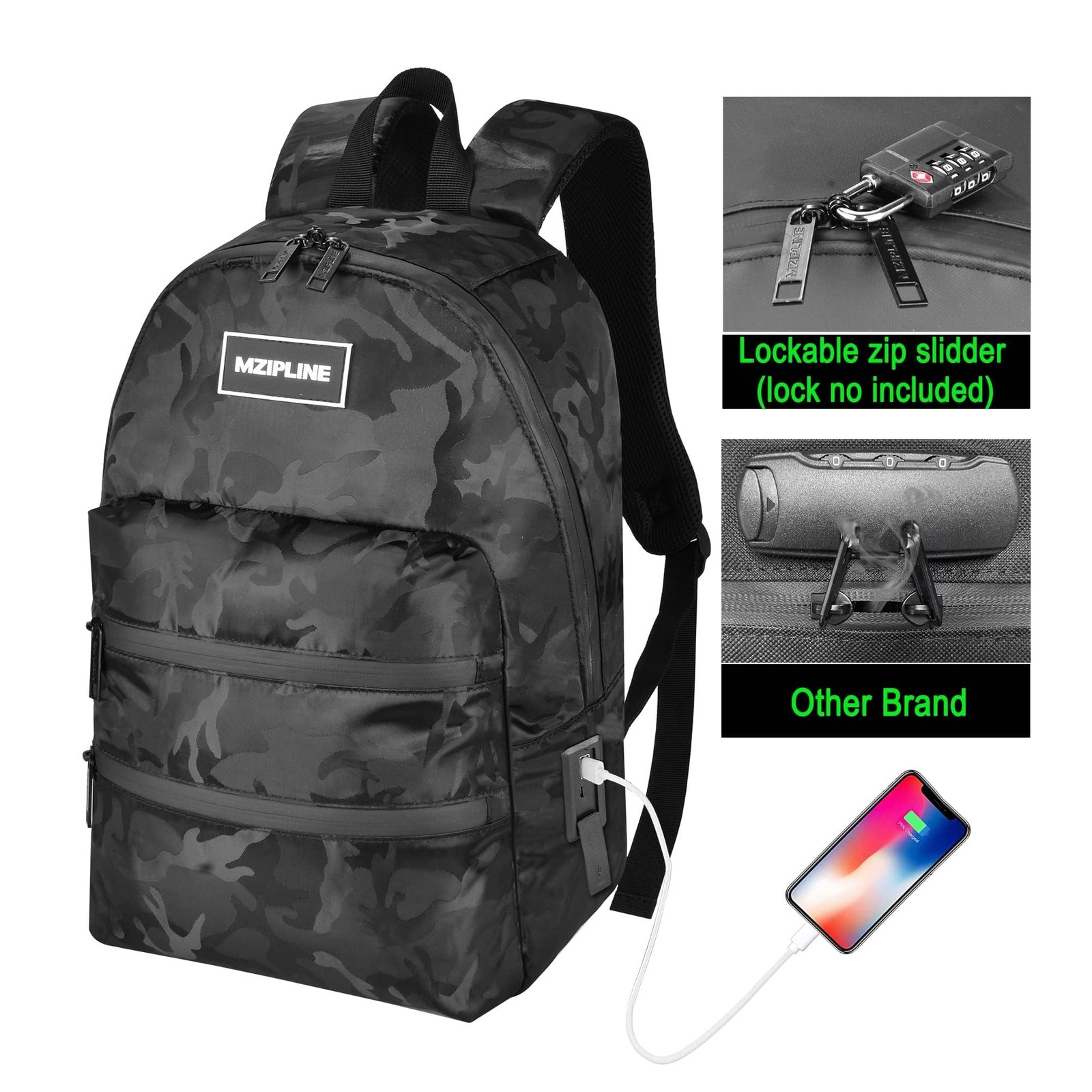 Backpack Bag With TSA Lock & Key-Smell Proof-Water Resistant Laptop Daypack T…