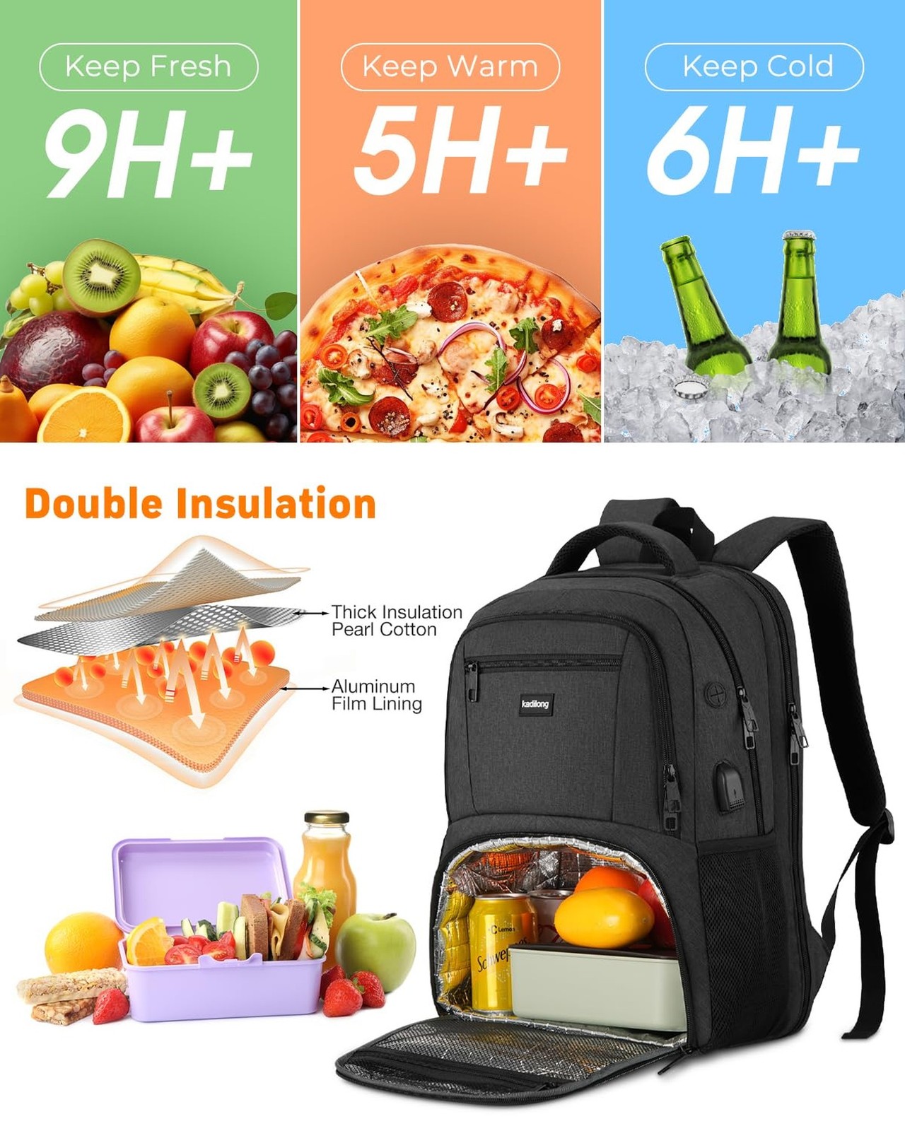 17.3 Inch Laptop Backpack Insulated Backpacks with Cooler Compartment,TSA Lar…
