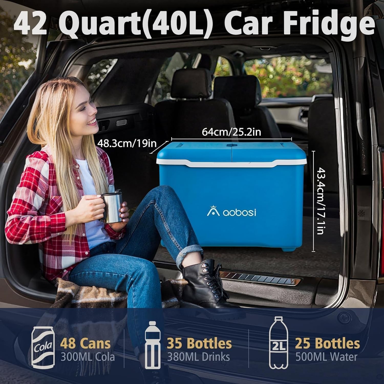 AAOBOSI 40QT Car Fridge Bluetooth Speaker Wheels
