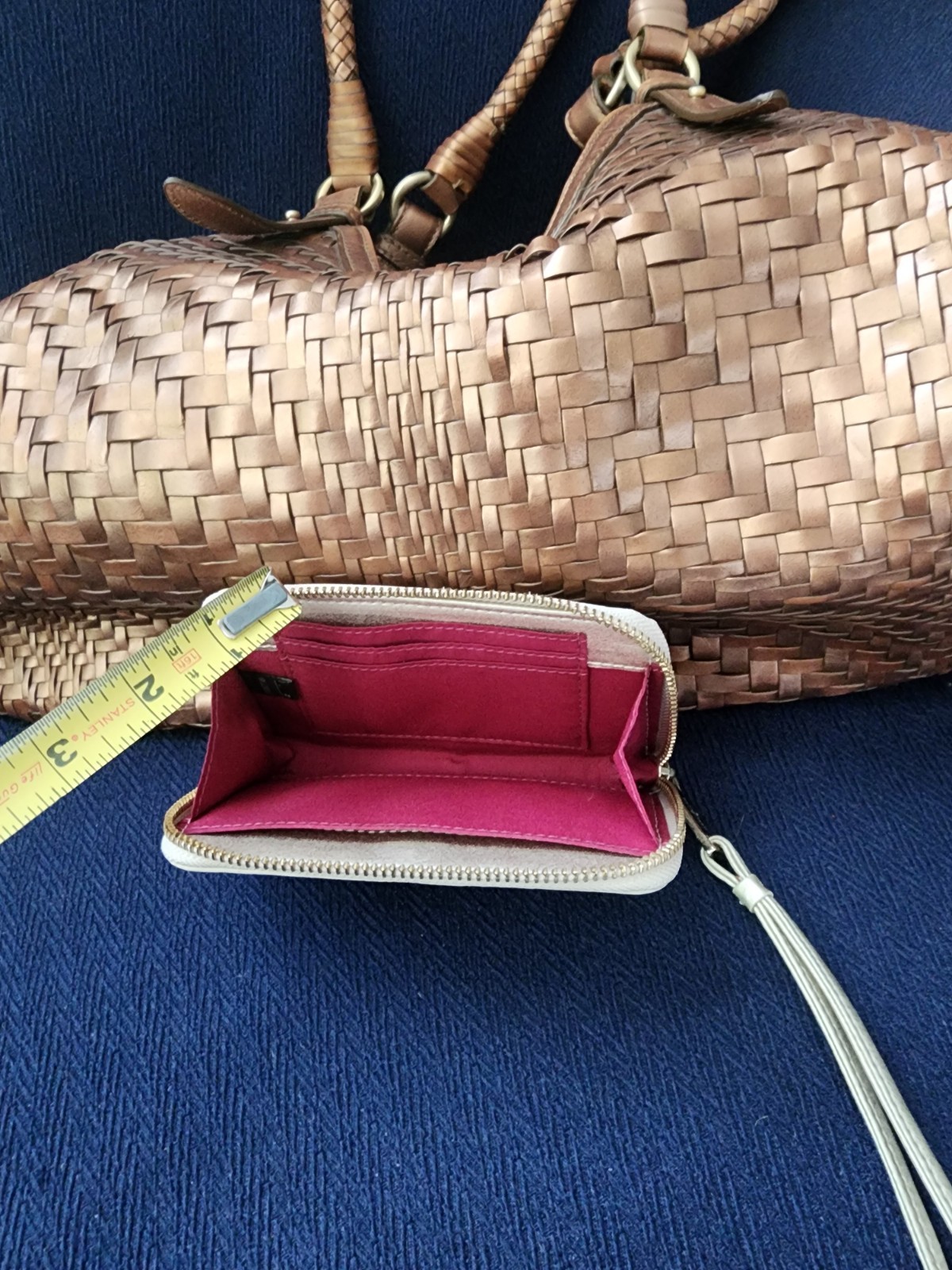 Cole Haan Bronze Woven Shoulder Bag with Braided Accents & Coin Purse