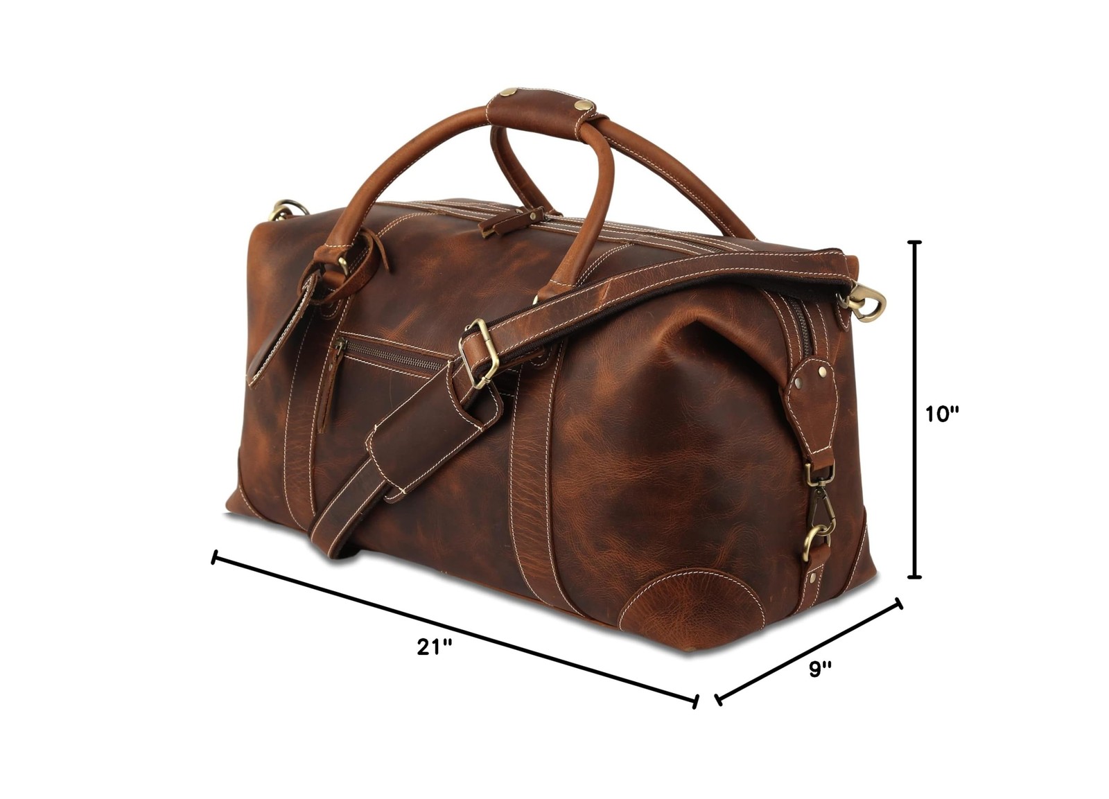 KomalC Leather Duffel Bags for Men and Women Full Grain Leather Travel Overni…