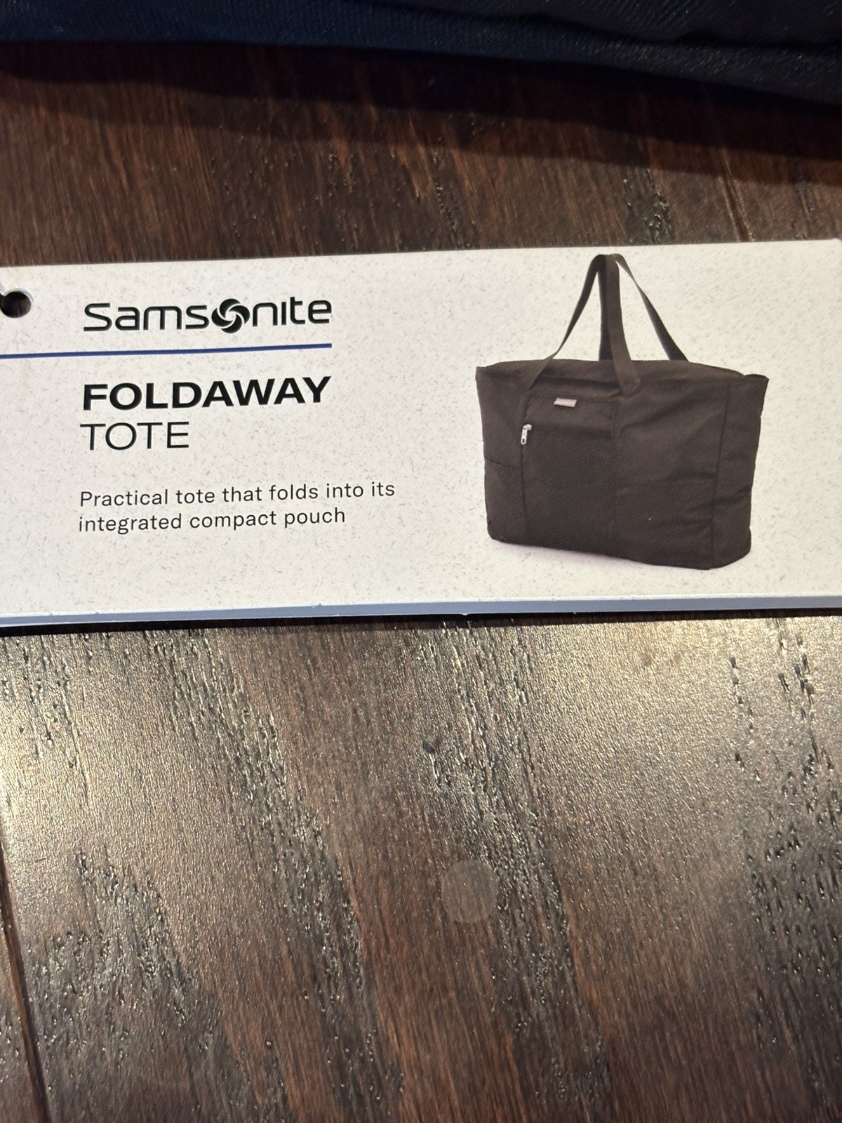 NEW Samsonite Black Foldaway Packable Tote Sling Bag 15.5 x 12.5 x 6 Inches NWT