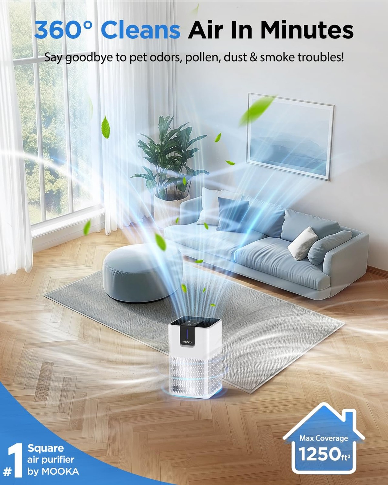 Air Purifiers for Home Large Room 1250 Ft²,MOOKA H13 HEPA Air Purifier for