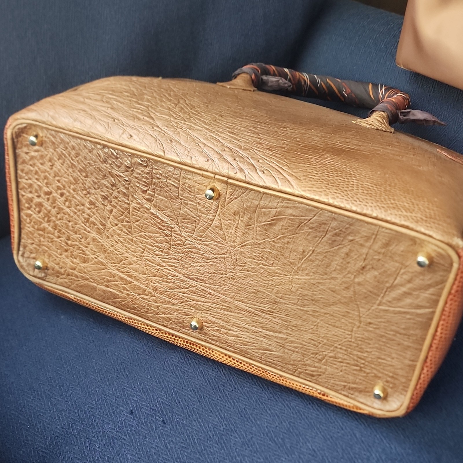 Rupert A. Weinberger Brown Top Handle Bag Gold Hardware Exotic