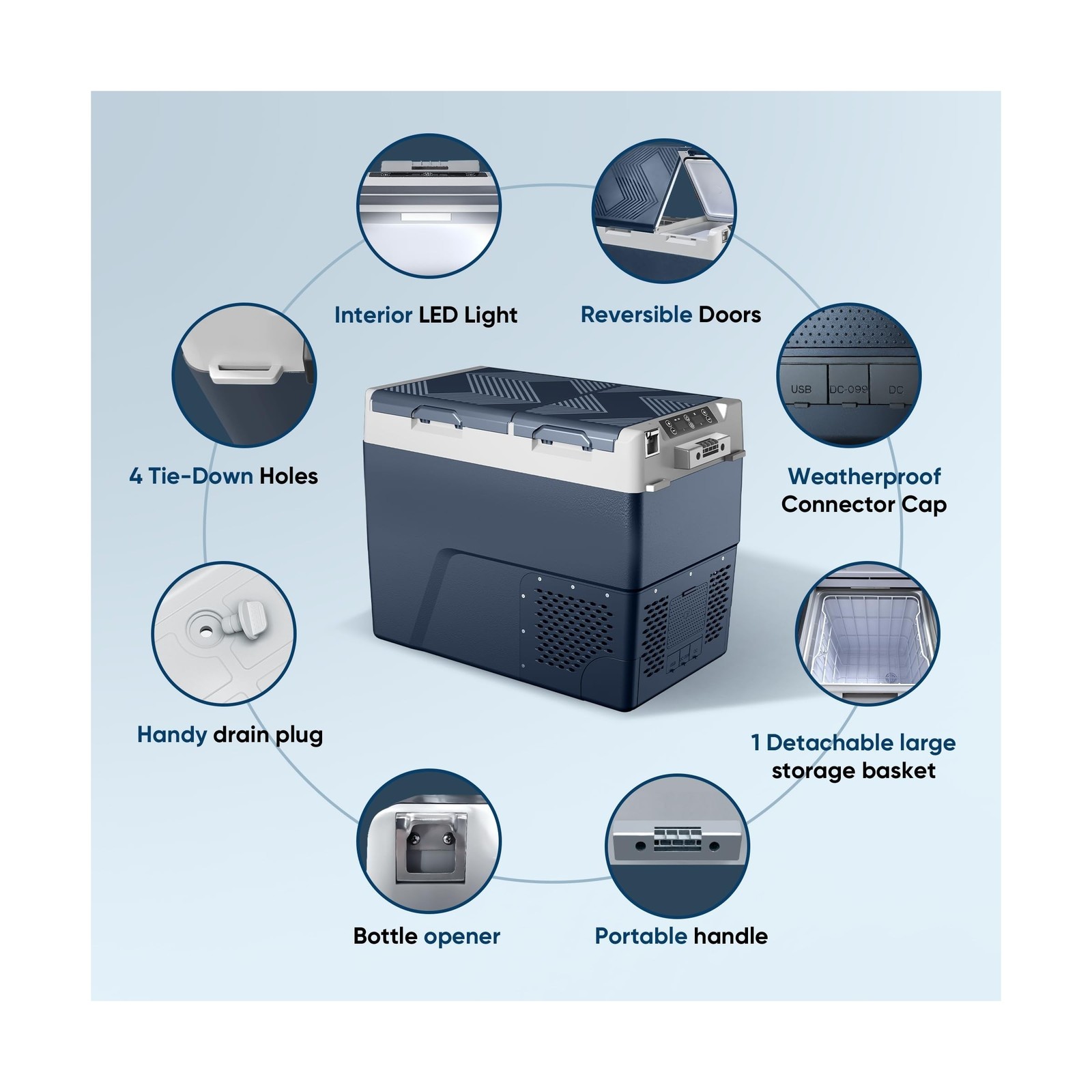 Feelfunn 12 Volt Refrigerator Car Fridge – 61QT(58L) Dual Zone Electric Coole…