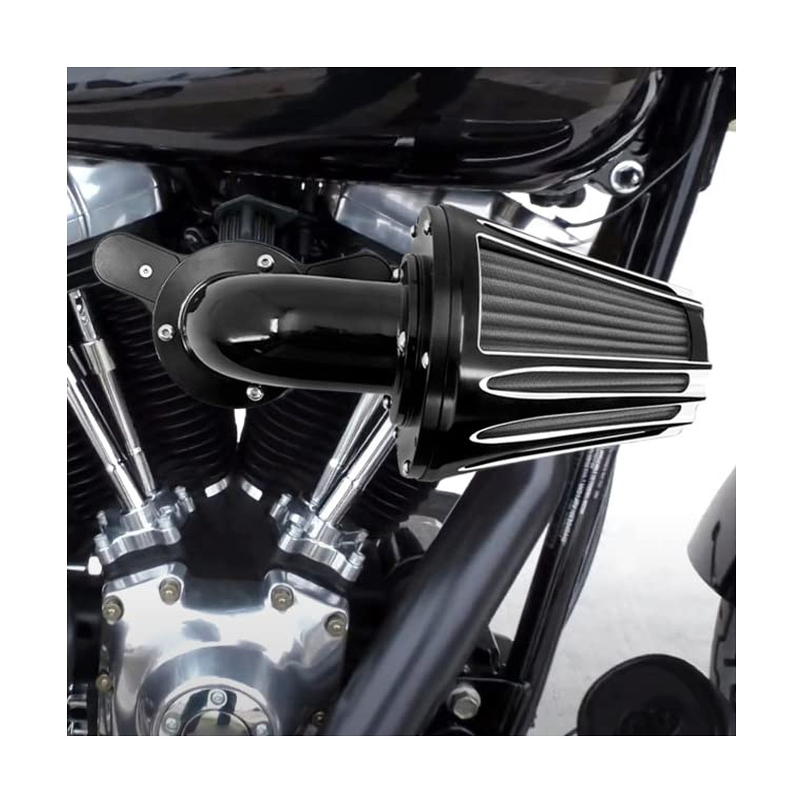 Sucker Air Intake Cleaner Kit Air Filter Fit for Harley (Black Housing Grey E…