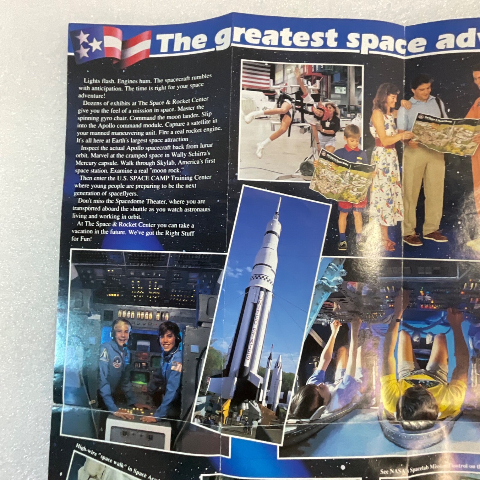 US SPACE & ROCKET CENTER 1991 PAPER INFORMATIONAL PAPER FOLD OUT PAPER EPHEMERA