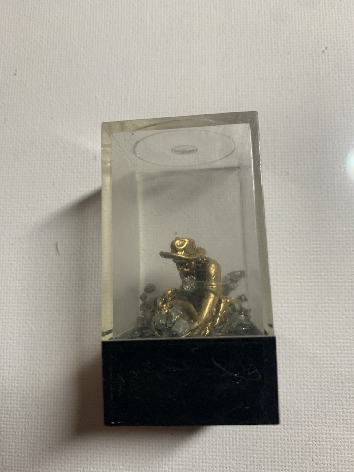 Pyrite 24k GP Miner Figurine Made & Mined In The West Travel Souvenir Vintage