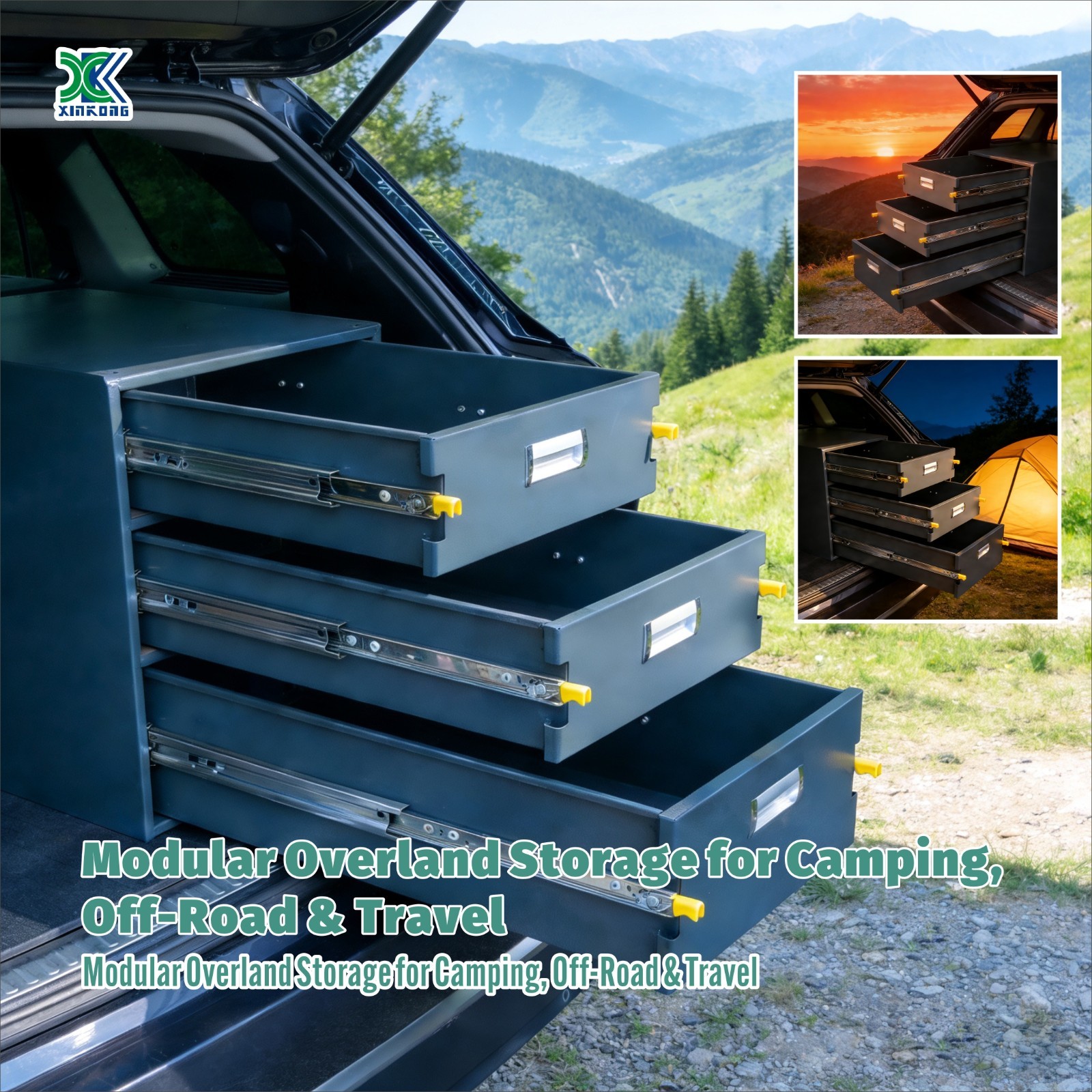 XK Car SUV Trunk Organizer, 3 Drawers Storage Tool Box