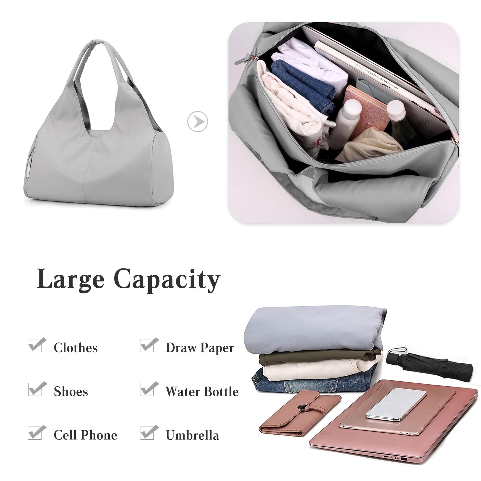 PORRASSO Sport Duffel Bag Women Travel Bag Large Carry on Bag Gym Tote Bag Ho…