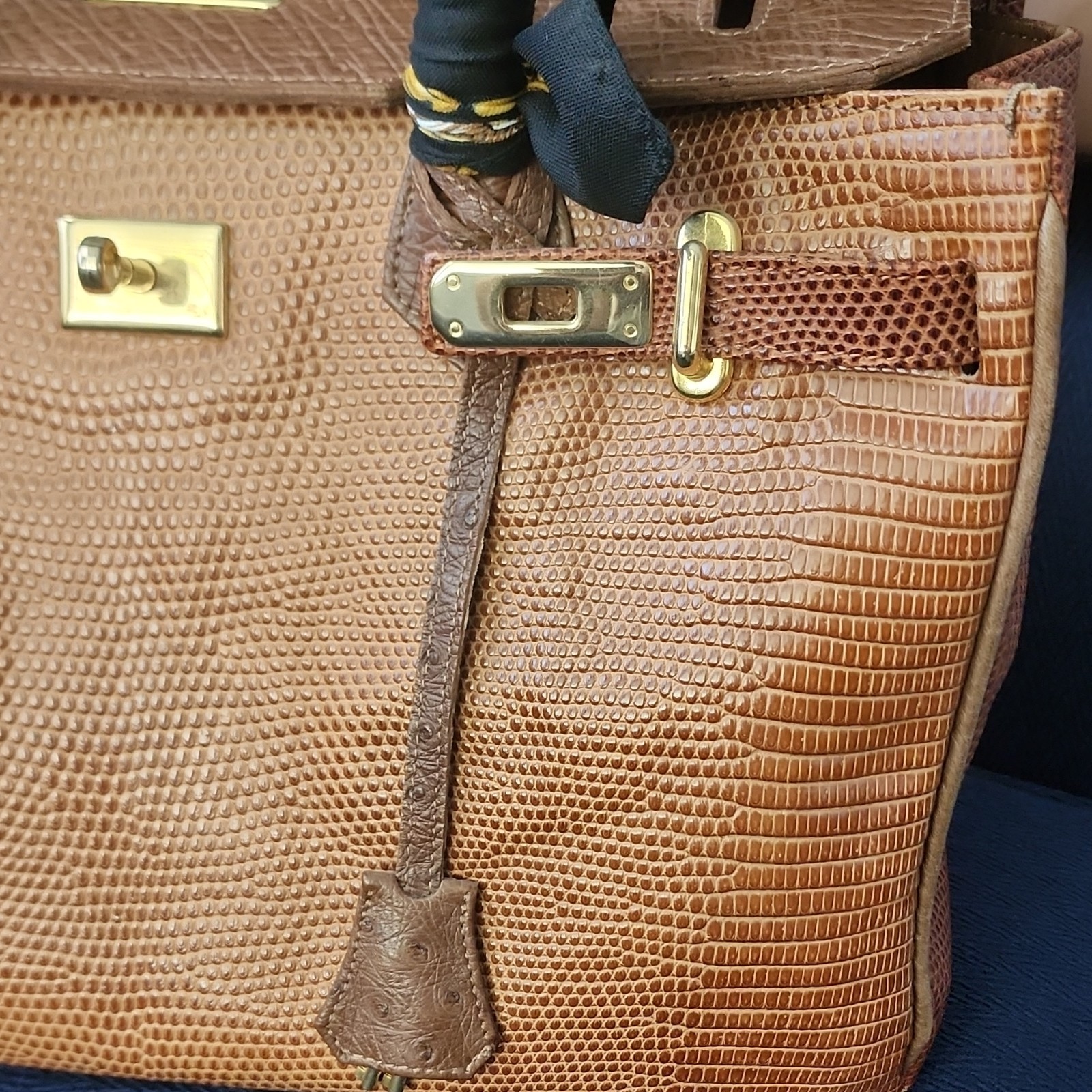 Rupert A. Weinberger Brown Top Handle Bag Gold Hardware Exotic