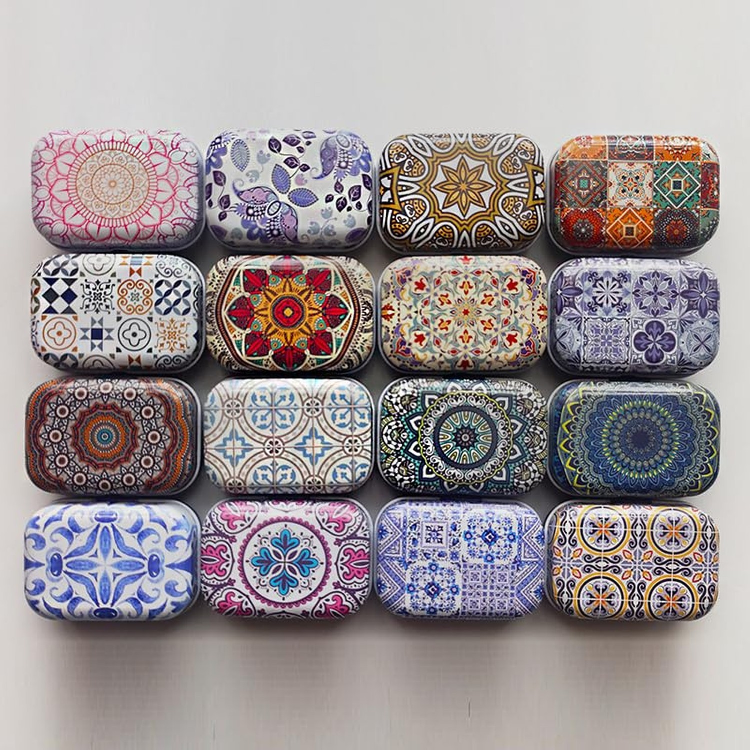 8Pcs Metal Hinged Tin Box Container Floral Farmhouse Rustic Mini Portable Sma…