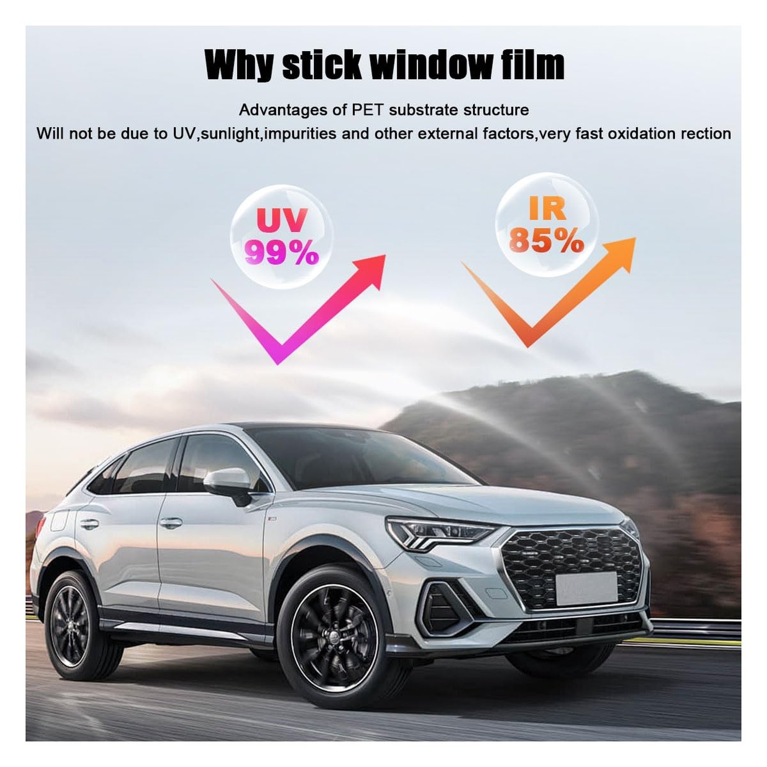 Car Window Tint Film for Auto Sun Shade Roll Width 20″×Length 19.68Ft Unive