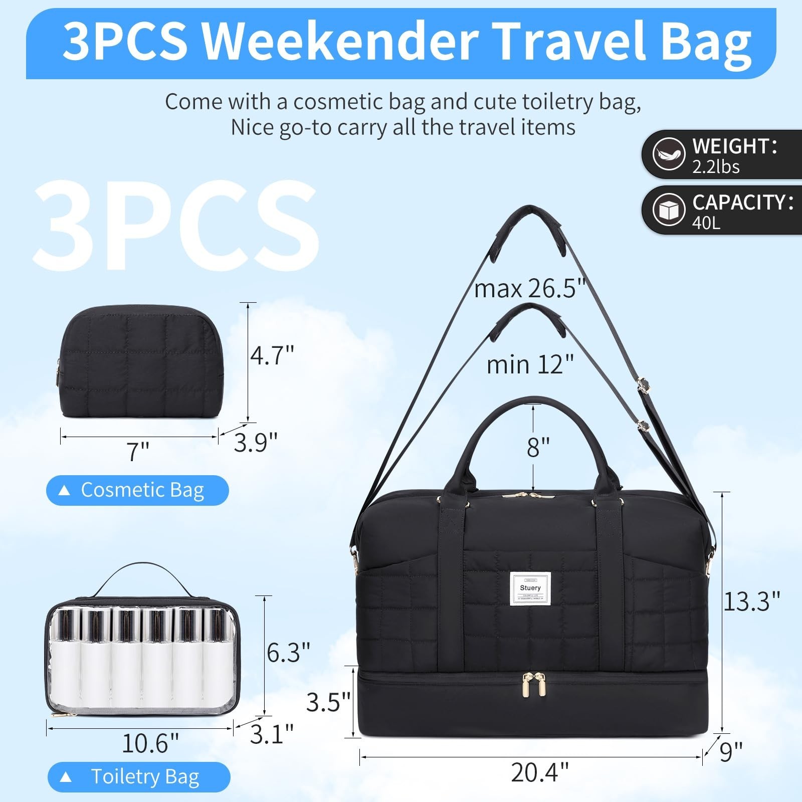 Puffer Weekender Bags for Women: Large Overnight Bags Travel Duffel Bag Carry…