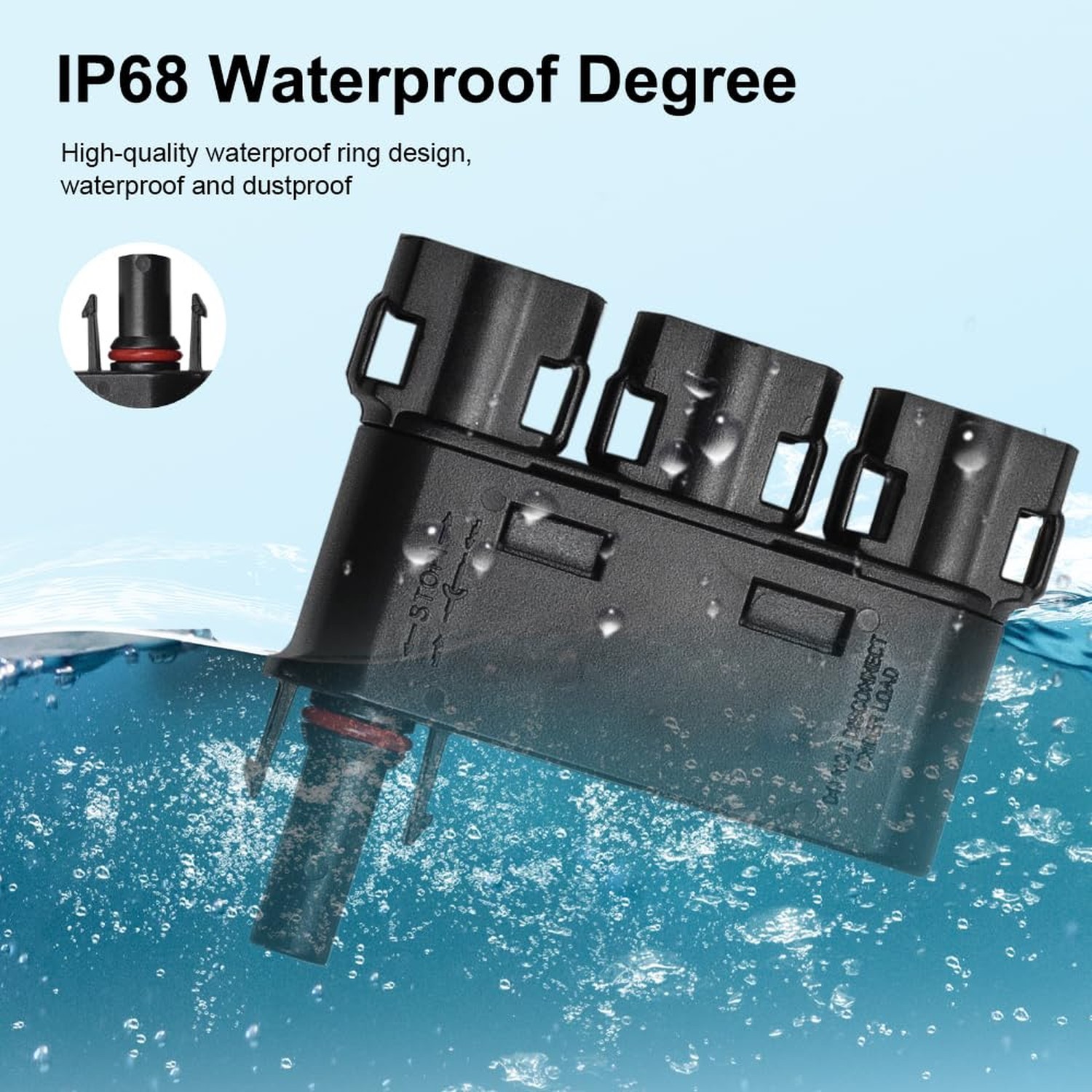Solar Branch Connector 50A,DC1500V IP68 Waterproof 3 to 1 Y Connectors for Pa…