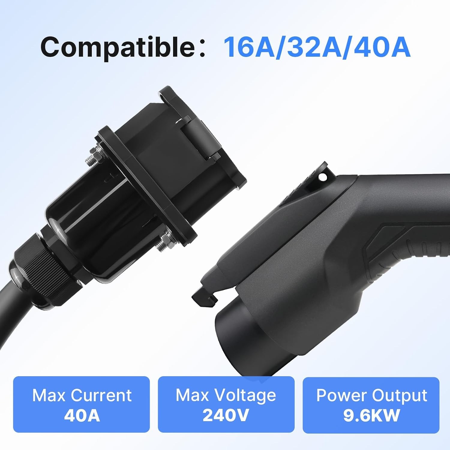 40Amp 20ft EV Charger Extension Cable Electric Vehicle