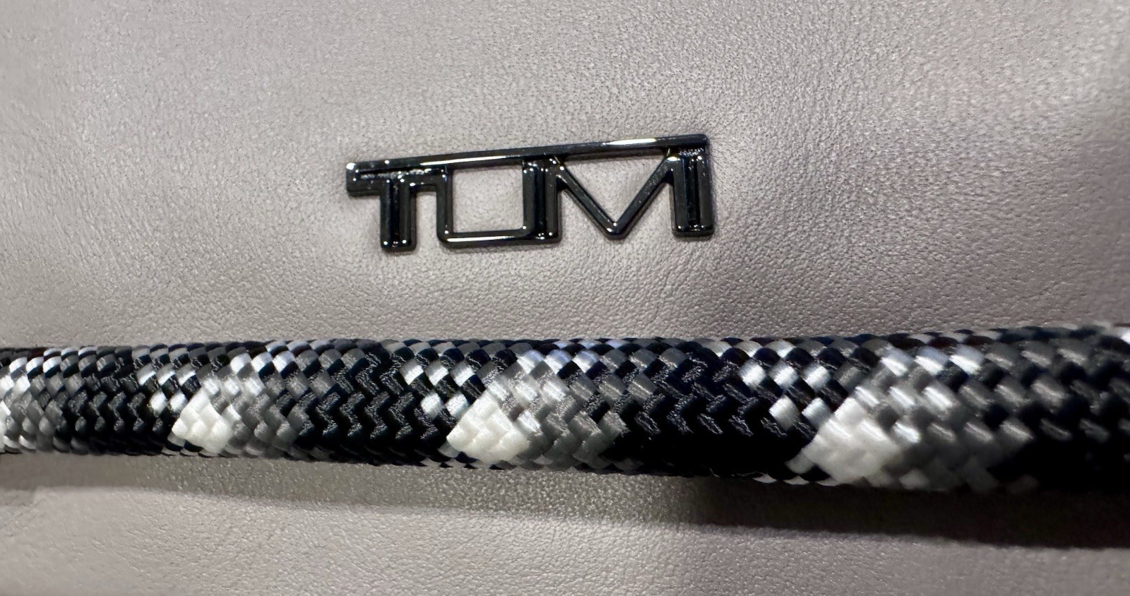 Tumi Grey Leather Fanny Pack or Crossbody w/Attached Key Ring, NWOT