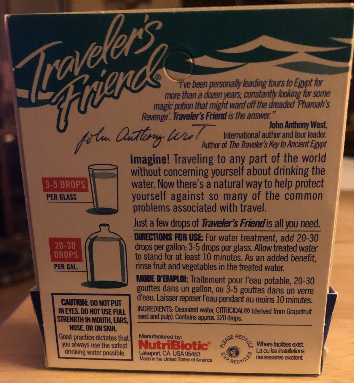 Nutri Biotic Travelers Friend Natural Treatment For Drinking Water. 0.3 Fl. Oz.