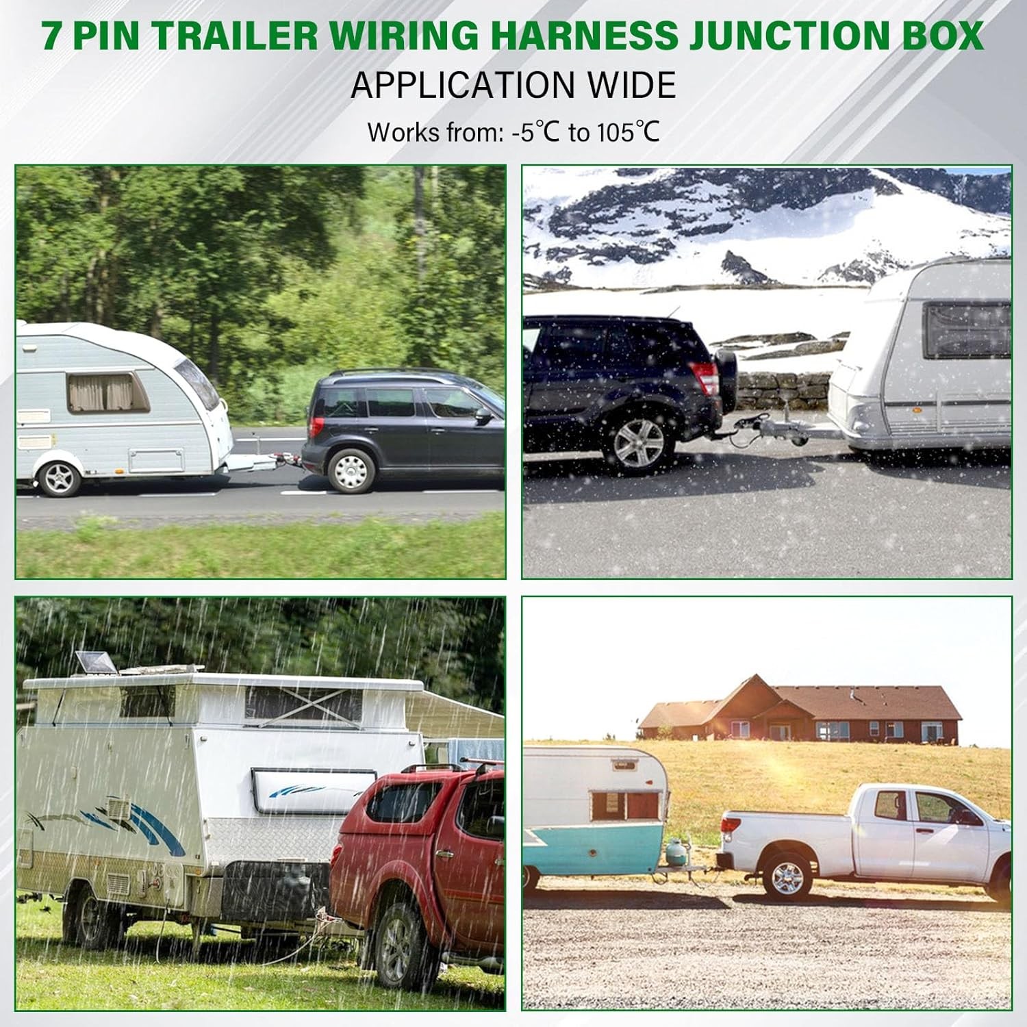 6 FT 7 Pin Trailer Wiring Harness with 7 Gang 7 Pin Trailer Junction Box Pure Co