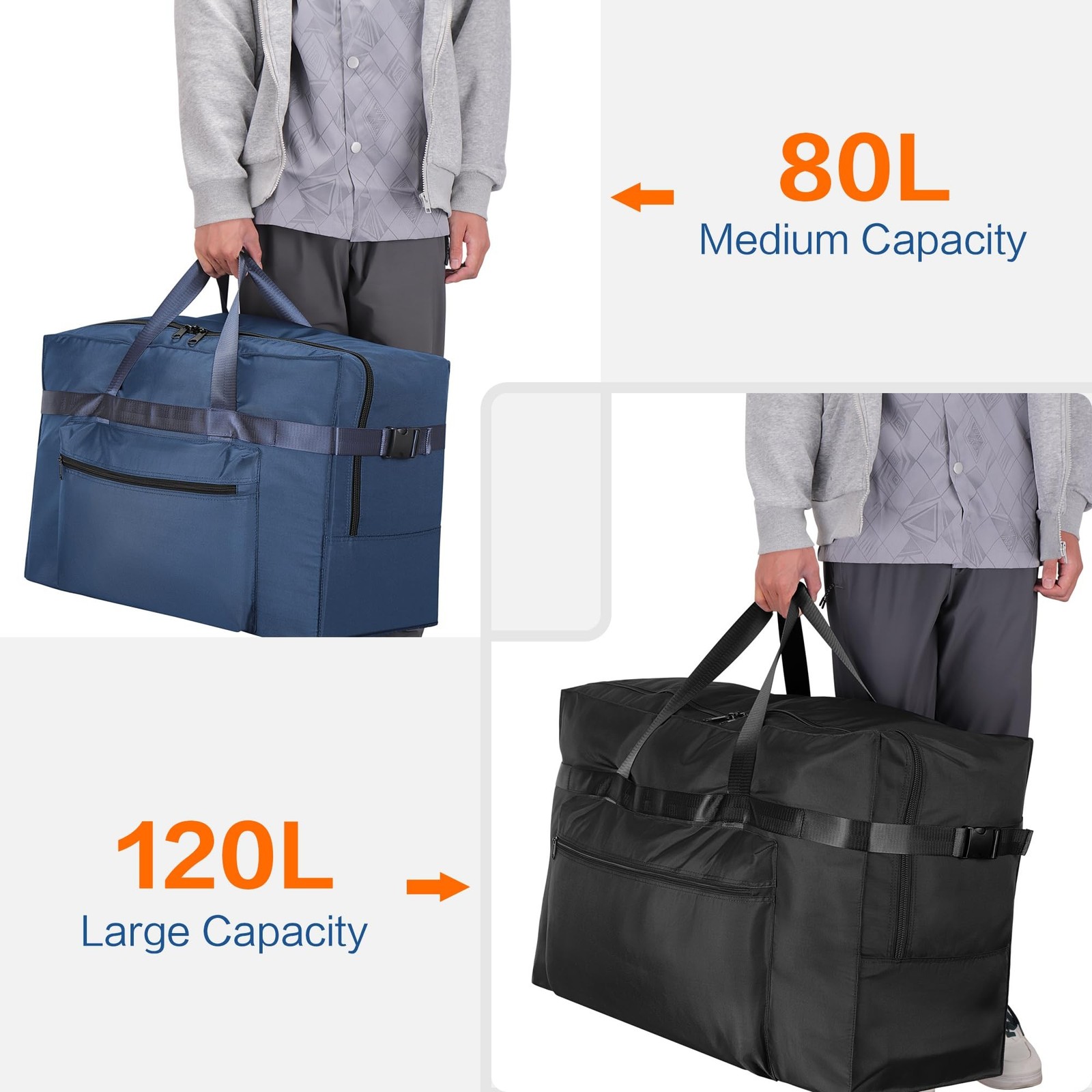 Extra Large 120L Foldable Duffel Bag for Travel, Waterproof Weekend Overnight…