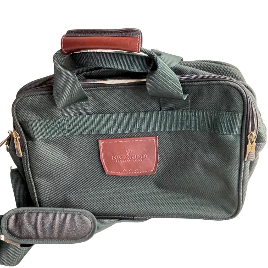 RICARDO BEVERLY HILLS Santa Cruz” green Travel Bag w/ Gold & Bronze accents