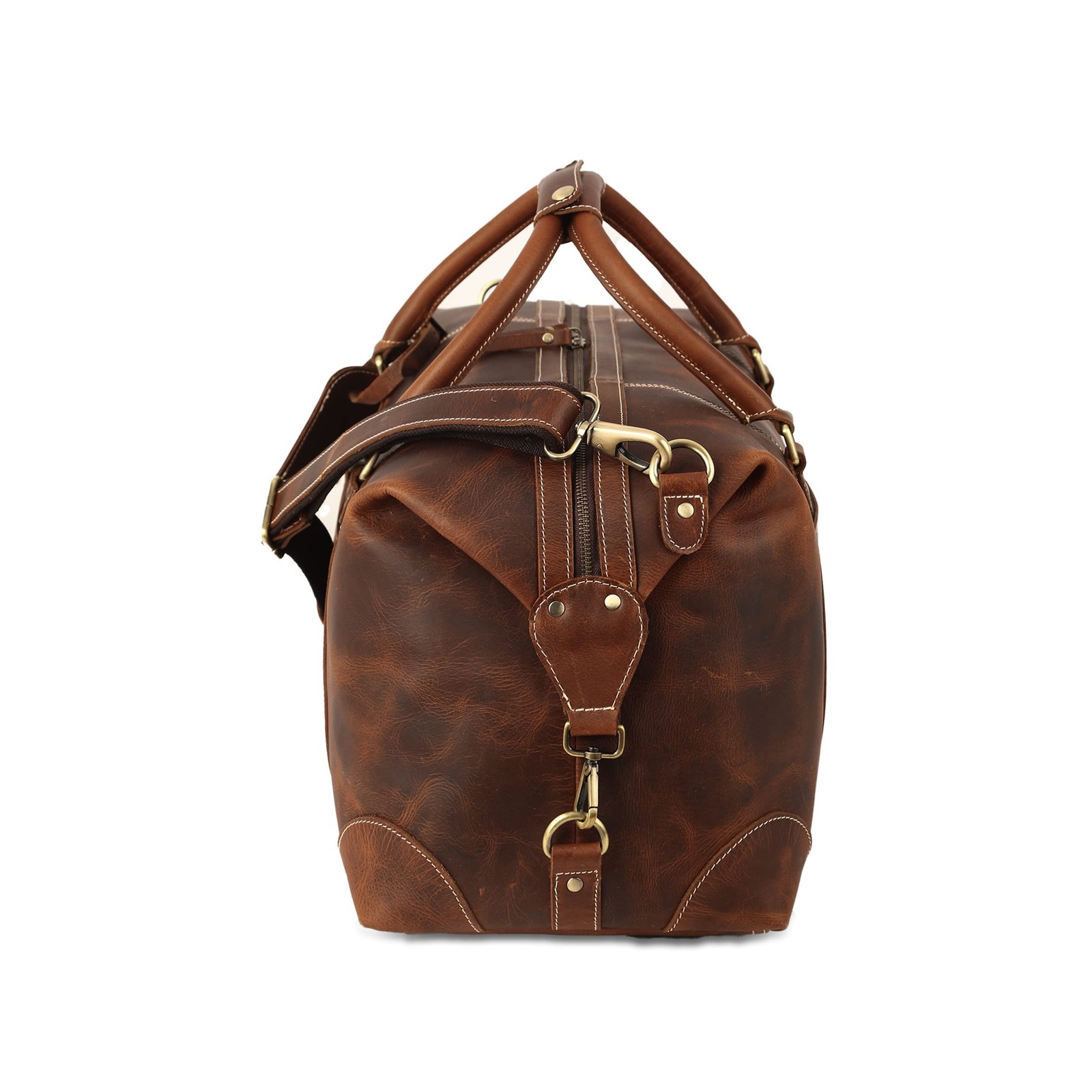 KomalC Leather Duffel Bags for Men and Women Full Grain Leather Travel Overni…