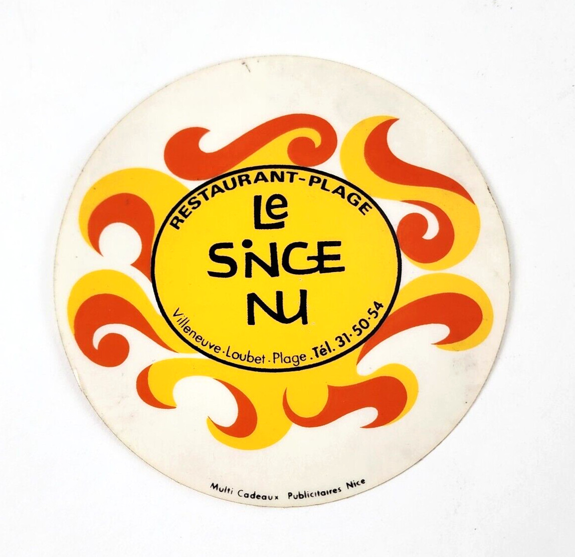 Restaurant-Plage Le Singe Nu ~ “The Naked Monkey” ~ Villeneuve Loubet Sticker