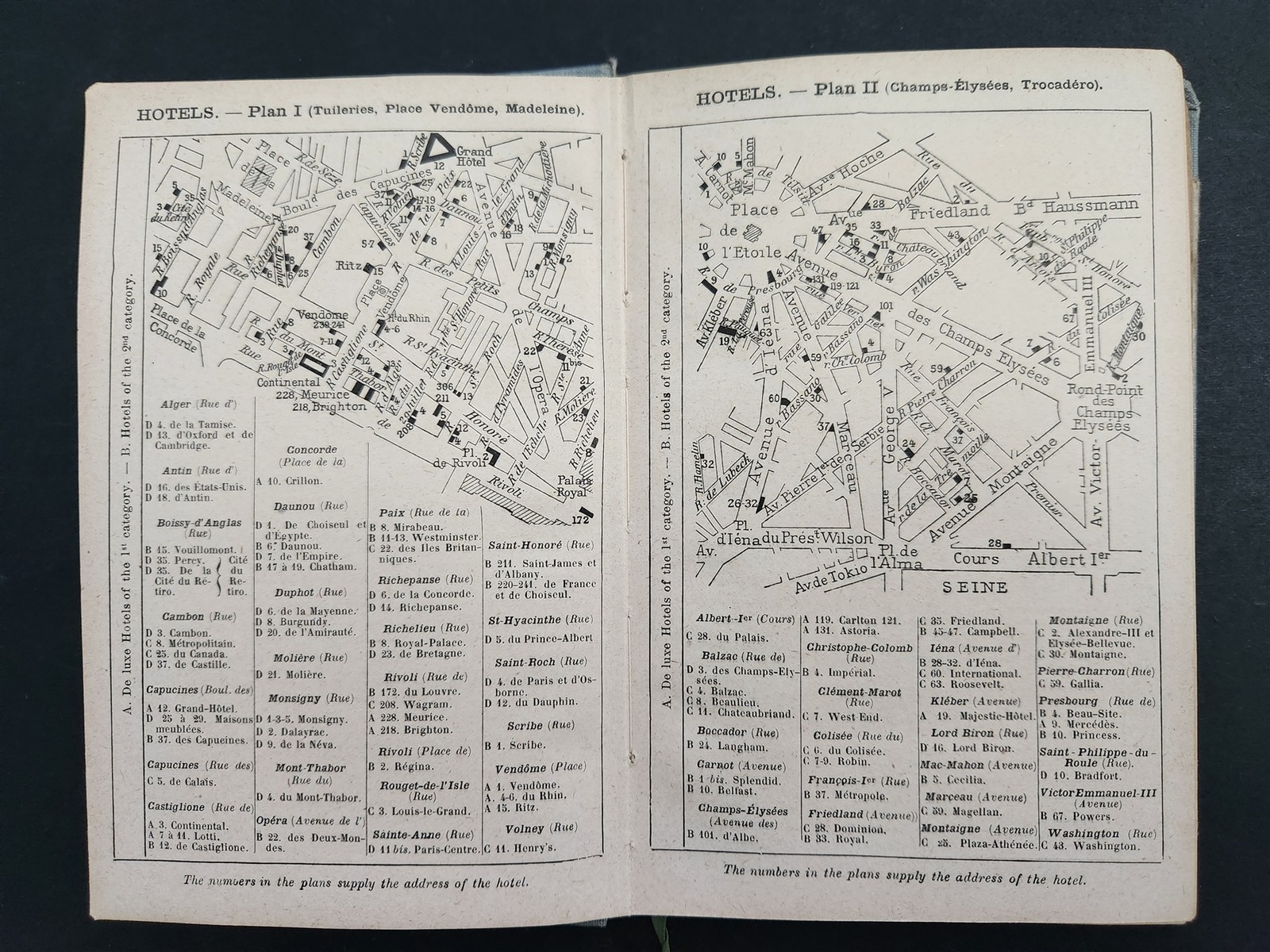 antique PARIS GUIDE travel w FOLDOUT MAP holy stairs die cut kleinert ILLUS