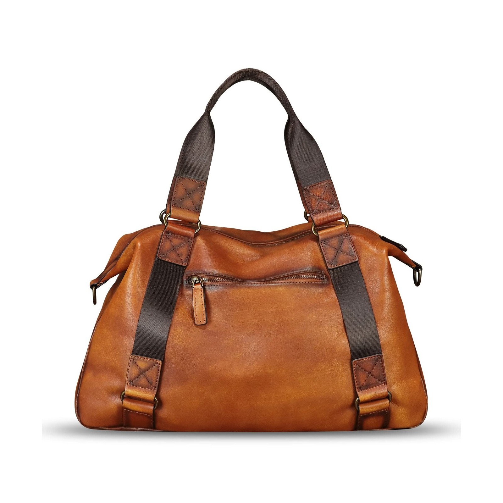 IVTG Vintage Leather Duffle Bag – Men’s Women’s Brown Shoulder Bag