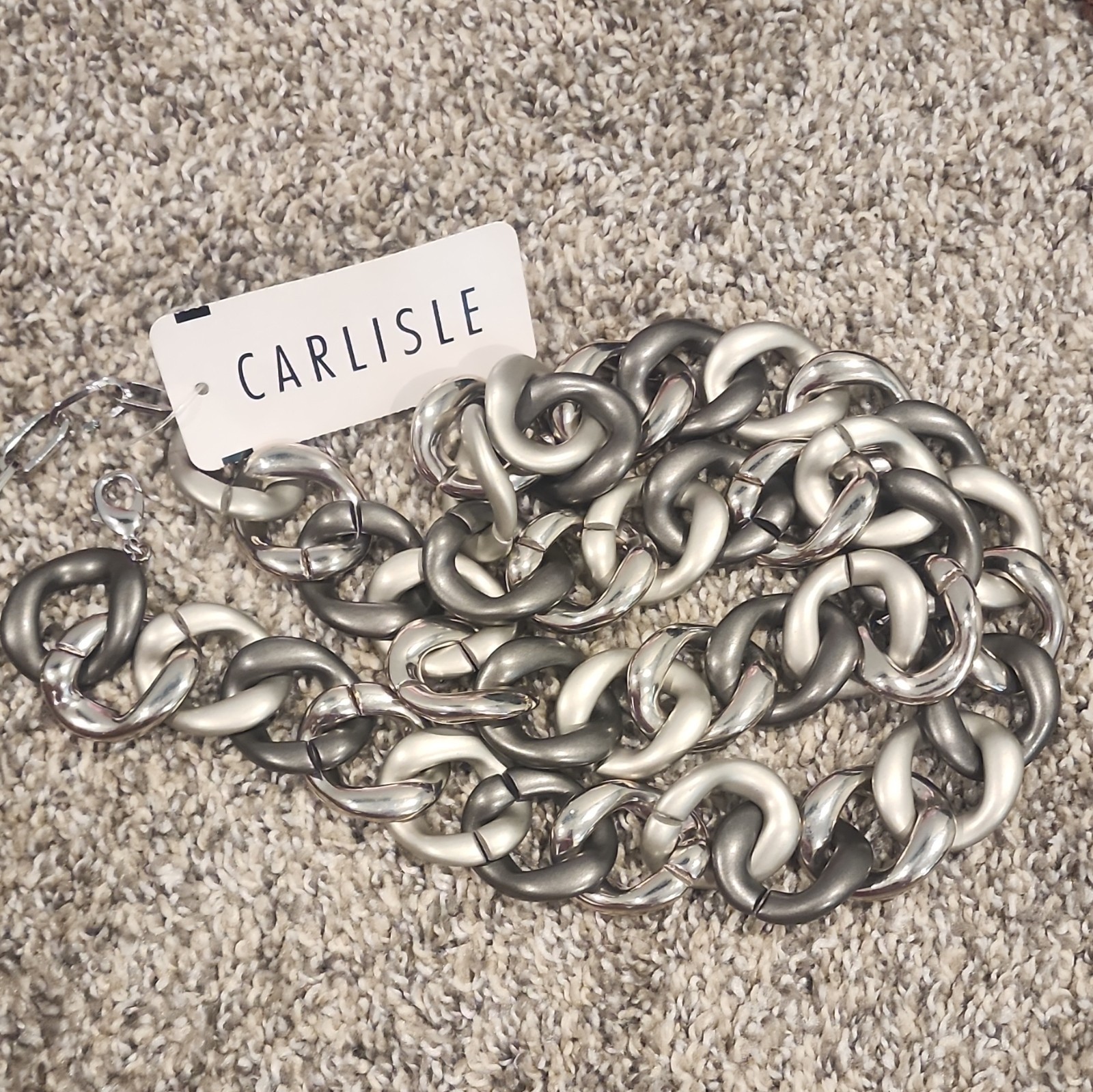 Carlisle Women’s belt Link Chain Silver/Gray Metal Italy 40 inches