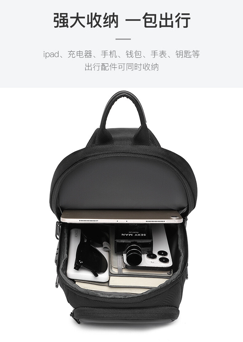 Crossbody bag Men’s shoulder bag TSA combination lock Anti-theft breast bag