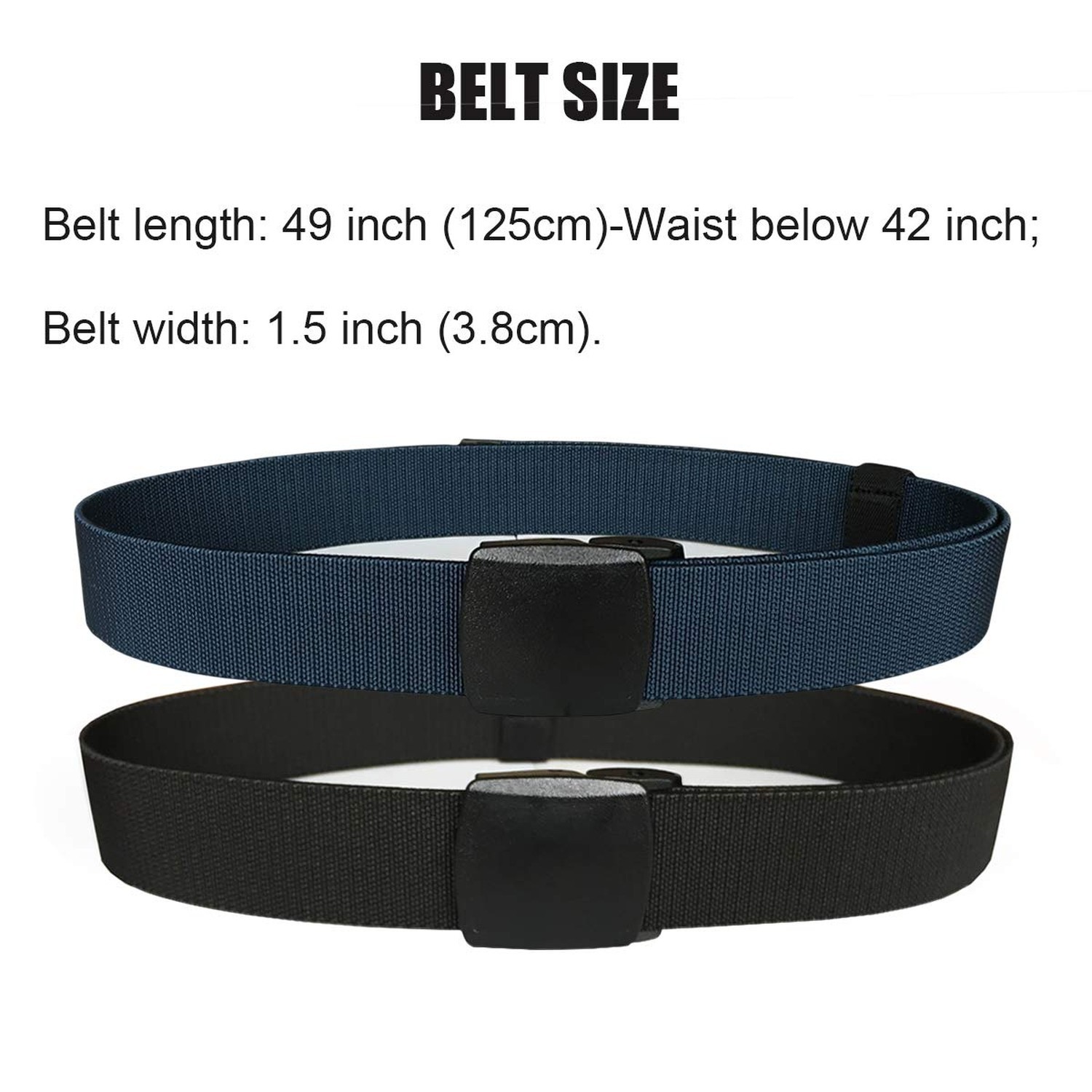 WYuZe Nylon Elastic Stretch Belt, Non-Metal Nickel-Free 1.5″ Outdoor Casual W…