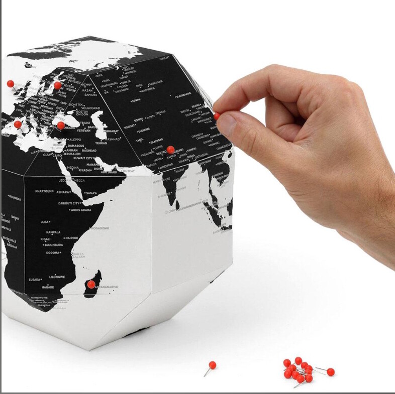 DearWorld Pinnable Globe with 50 Pins, 3d Map World With City Names, XXS