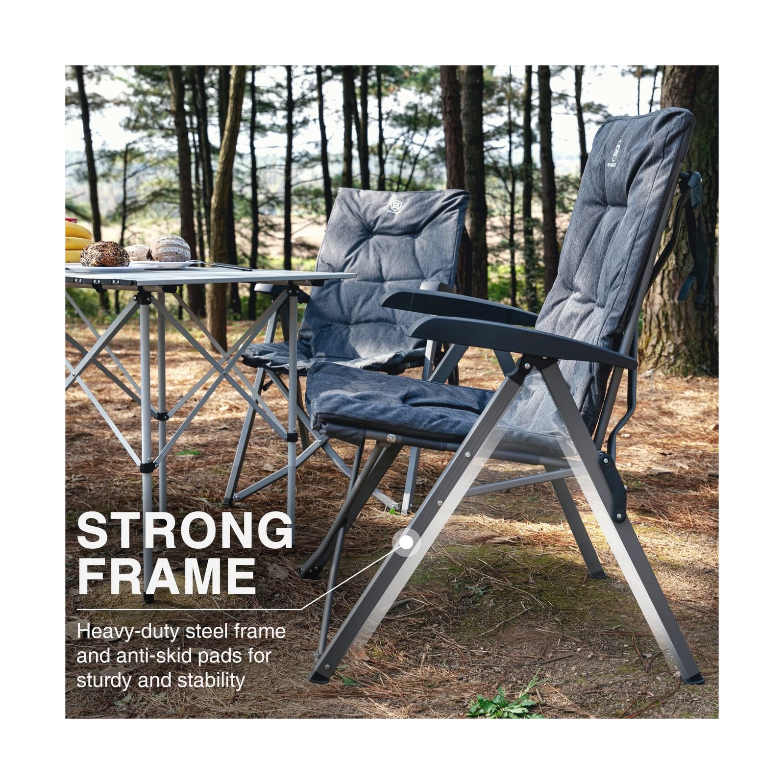 EVER ADVANCED Folding Camping Recliner Chair Fully Padded with Adjustable Hig…